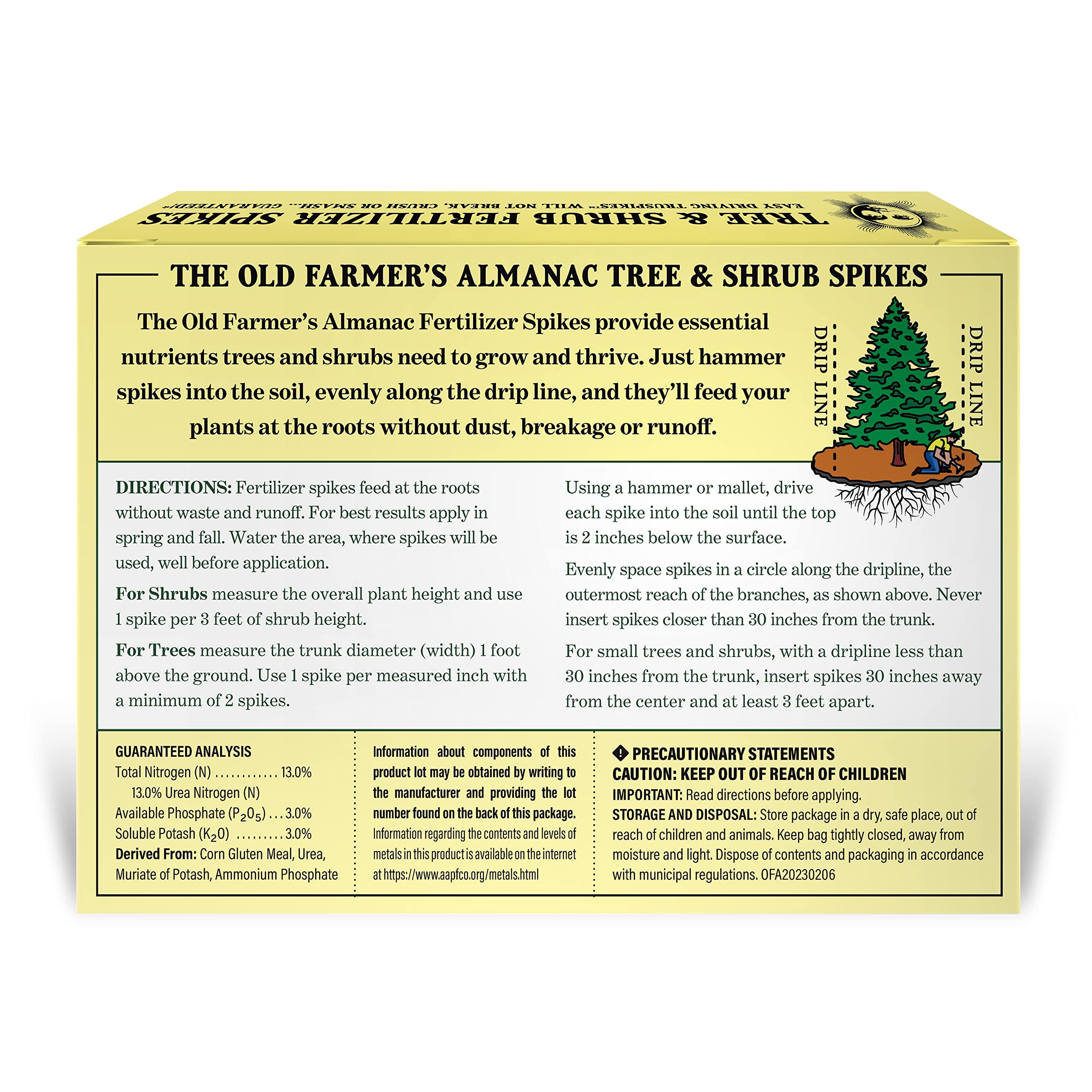 The Old Farmer's Almanac Tree & Shrub Fertilizer Spikes (Box of 6 Spikes - 1.5 Lbs)