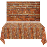 Chuangdi 4.5 x 9 Feet Brick Stone Wall Backdrop Stone Wall Scene Setter Brick Sheet Wallpaper Curtains Door Removable Brick Tablecloth Photo for Winter Halloween (Retro Red, Brick)