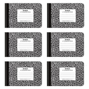Oxford Jr. Composition Notebooks, School Supplies, Notebooks for School, Half Size, 4-7/8 x 7-1/2 Inches, Wide Ruled Paper, 80 Sheets, Kids Journal, Black Marble Covers, 6 Pack (63773)