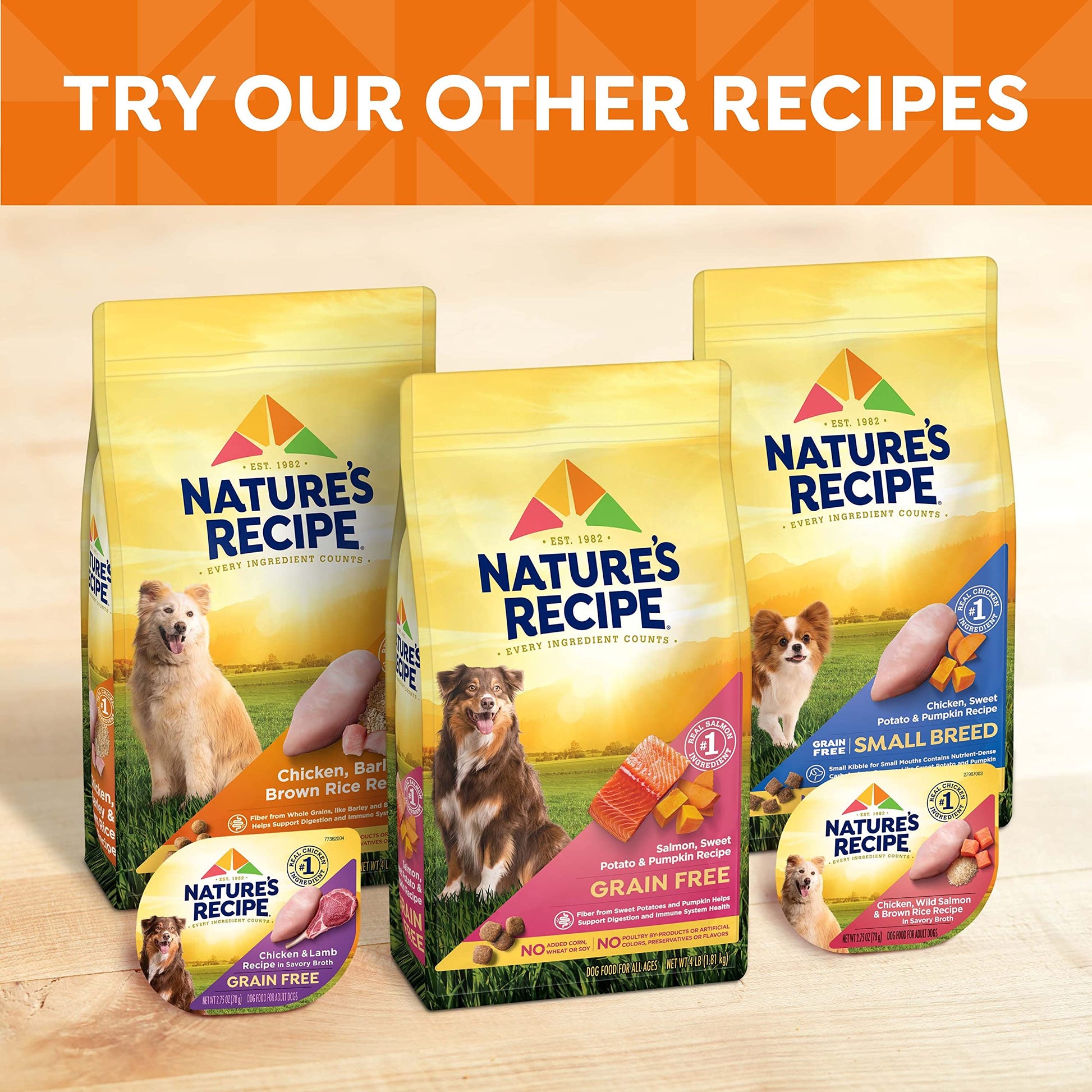 Nature’s Recipe Chicken, Salmon and Turkey Recipes Variety Pack Wet Dog Food, 12-2.75 oz. Cups, 2 Count