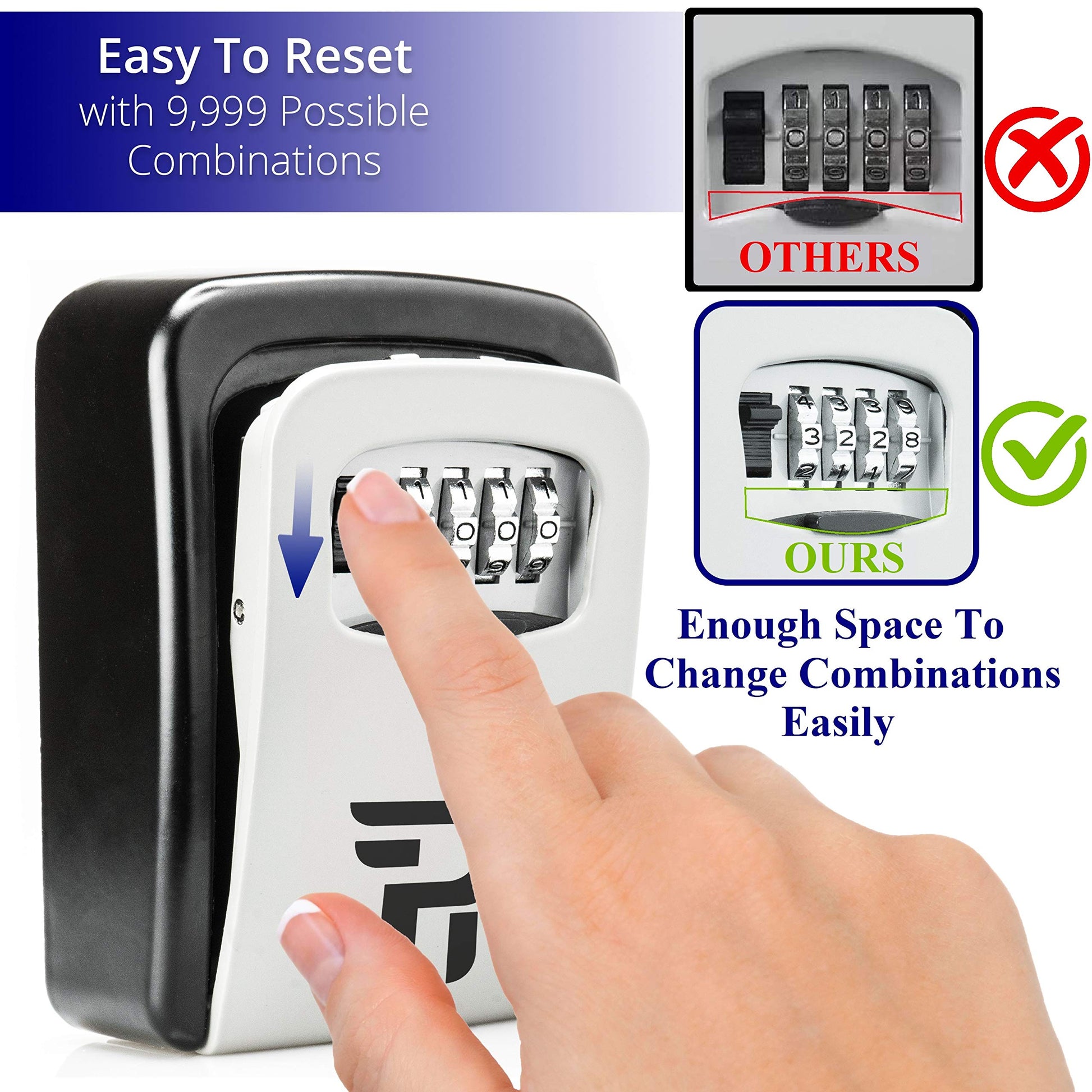 Key Lock Box with Code for Outside - Wall Mount Lockbox for Keys Outdoor - Combination Lock Box to Hide a Key Outside - Key Cabinets