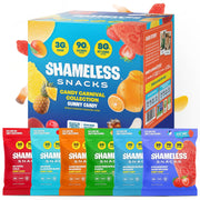 Shameless Snacks Candy Carnival - Healthy Low Sugar Snacks with Pineapple, Mango, Orange, Strawberry & Cola Gummies - Vegan, Gluten-Free, Low-Calorie Candy Variety Pack