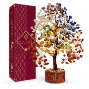 Crystal Tree of Life 7 Chakra Healing Crystal Trees for Home Decor, Office Desk Decor, Boho Decor, Handmade Bonsai Trees for Positive Energy, Money, Good Luck Birthday Gifts for Women, Mom