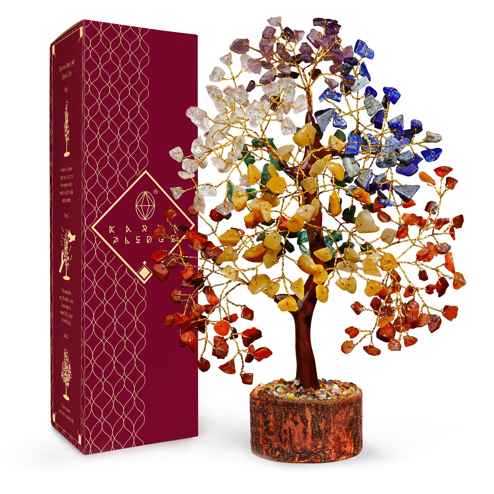 Crystal Tree of Life 7 Chakra Healing Crystal Trees for Home Decor, Office Desk Decor, Boho Decor, Handmade Bonsai Trees for Positive Energy, Money, Good Luck Birthday Gifts for Women, Mom