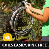 Bionic Steel Metal Garden Hose 50 Ft with Nozzle, 304 Stainless Steel Water Hose, 50 Ft Garden Hose Tough & Flexible, Lightweight, Crush Resistant Fittings, Kink & Tangle Free, Rust Proof - 2024 Model