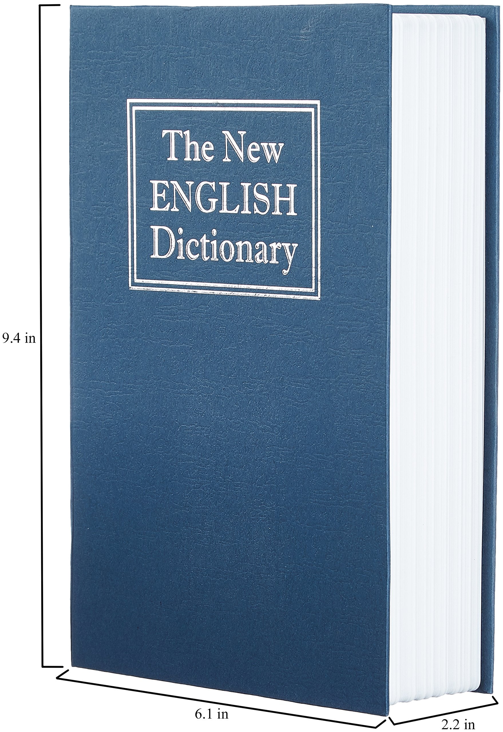 Amazon Basics Book Safe, Money Saving Box, Save for Money, Secret Hidden Metal Lock Box, Money Hiding, Key Lock, Large, Blue