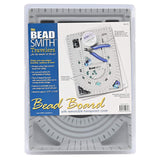 The Beadsmith Bead Board with Cover, Grey Flocked, 3 U-Shaped Channels, 6 Recessed Compartments, 9.75 x 13.25 inches, Design Boards for Creating Bracelets, Necklaces and Other Jewelry