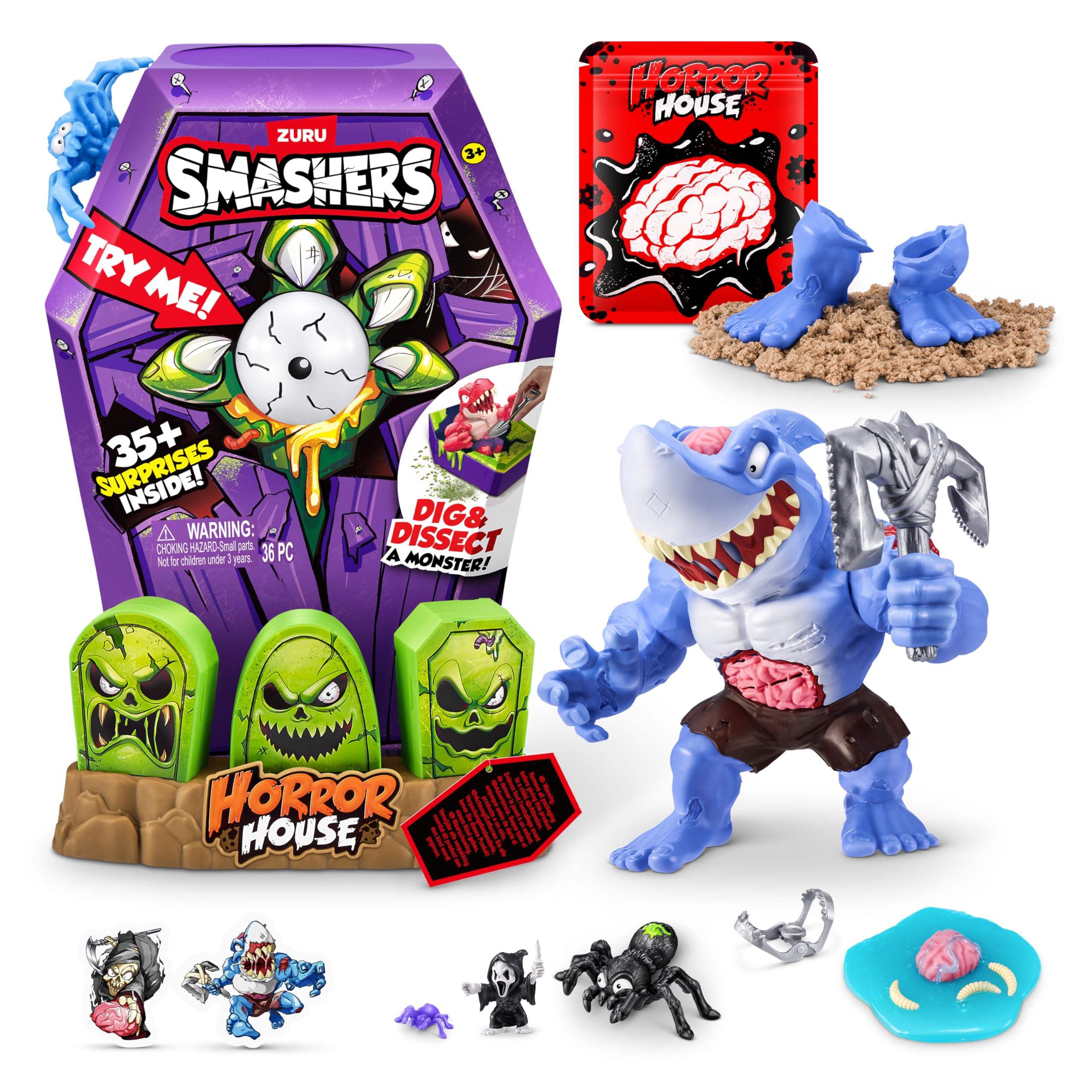Smashers Mega Horror House (Blue) by ZURU, Interactive Toy, Collectable Toy for Kids and Teens