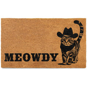 Meowdy Doormat 30x17 Inch, Cat Front Door Mat for Covered Outdoor Area, Black Cat Welcome Mats for Front Door Gift, Coir Outdoor Doormat