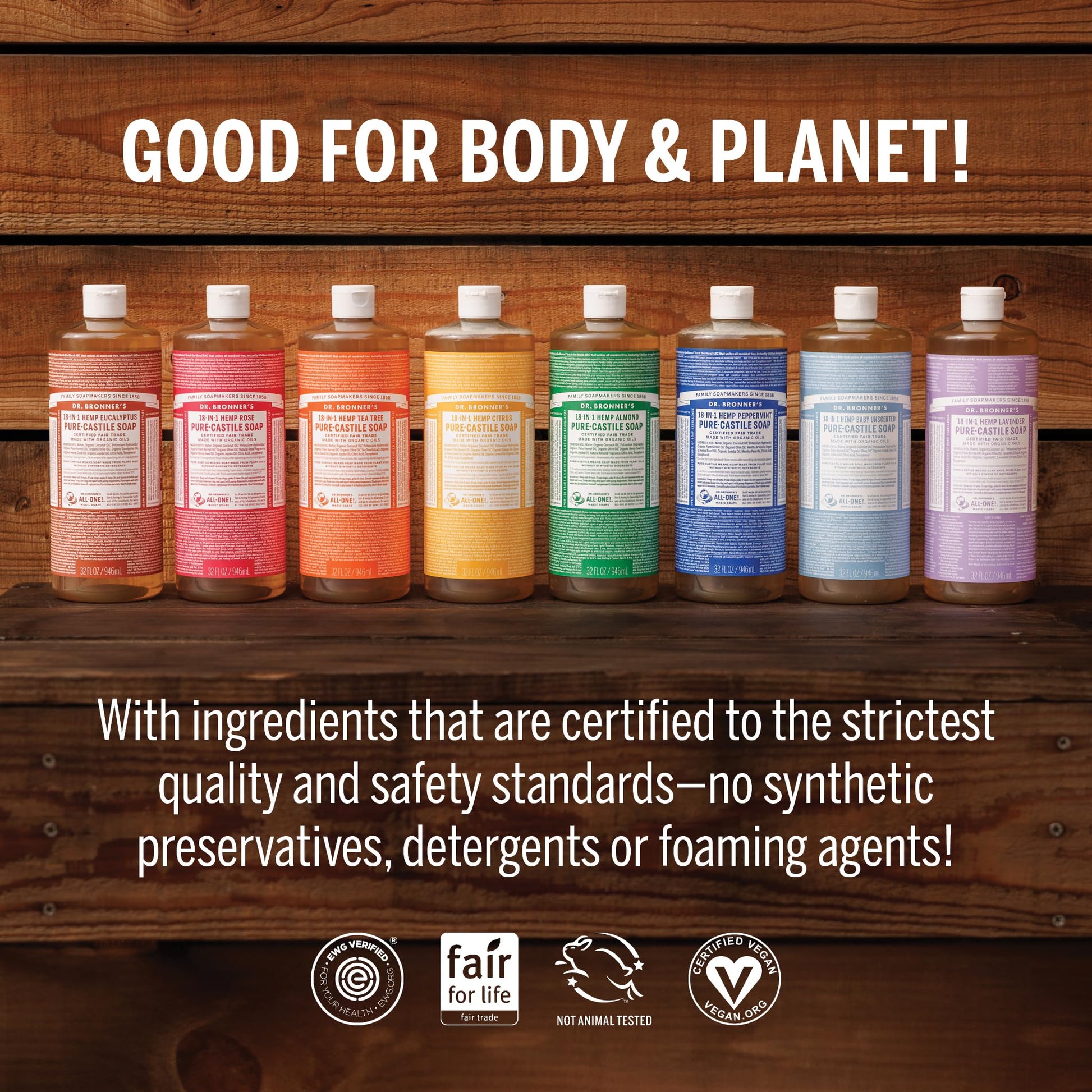 Dr. Bronner's Pure-Castile Magic Liquid Soap - Made with Regenerative Organic Certified Oils - 18-in-1 Uses for Face, Body, Hand Gentle on Baby & Sensitive Skin Body Wash Unscented,32oz