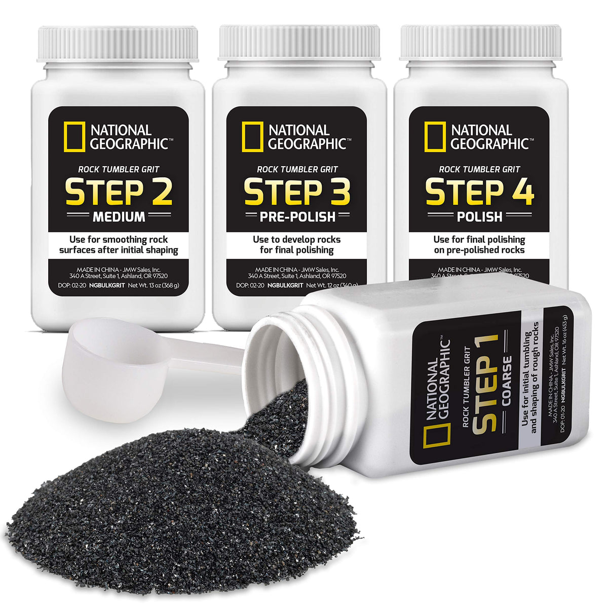 Blue Marble National Geographic Rock Tumbler Grit and Polish Refill Kit - Tumbling Grit Media, Polish Up to 20 lbs. of Rocks, Works with Any Rock Polisher, Rock Tumbler Supplies