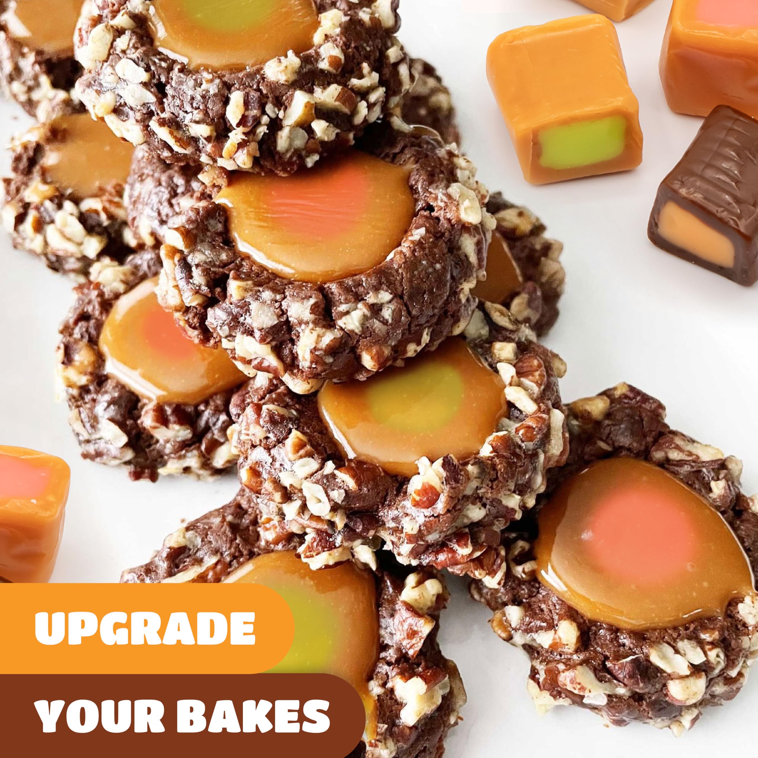 Caramel Cubes Candy Mix - 2 Pound Bulk Pack (About 150 Count) - Filled Creamy Caramels Individually Wrapped - Vanilla, Chocolate, Apple, Strawberry - Assorted Chews