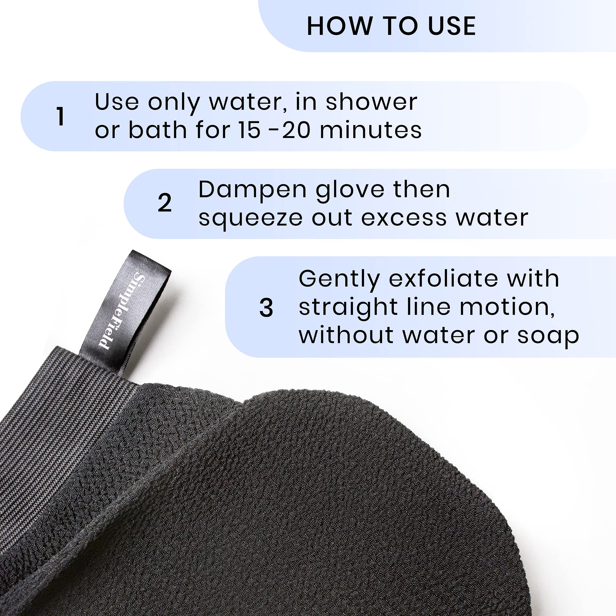 SimpleField Korean Exfoliating Mitt for Remove Dead Skin. 2 Pack 100% Viscose Kessa Deep Exfoliating Gloves for Body Scrub, Keratosis Pilaris and Self Tanning Removal. Easily Smooth Skin Surface.