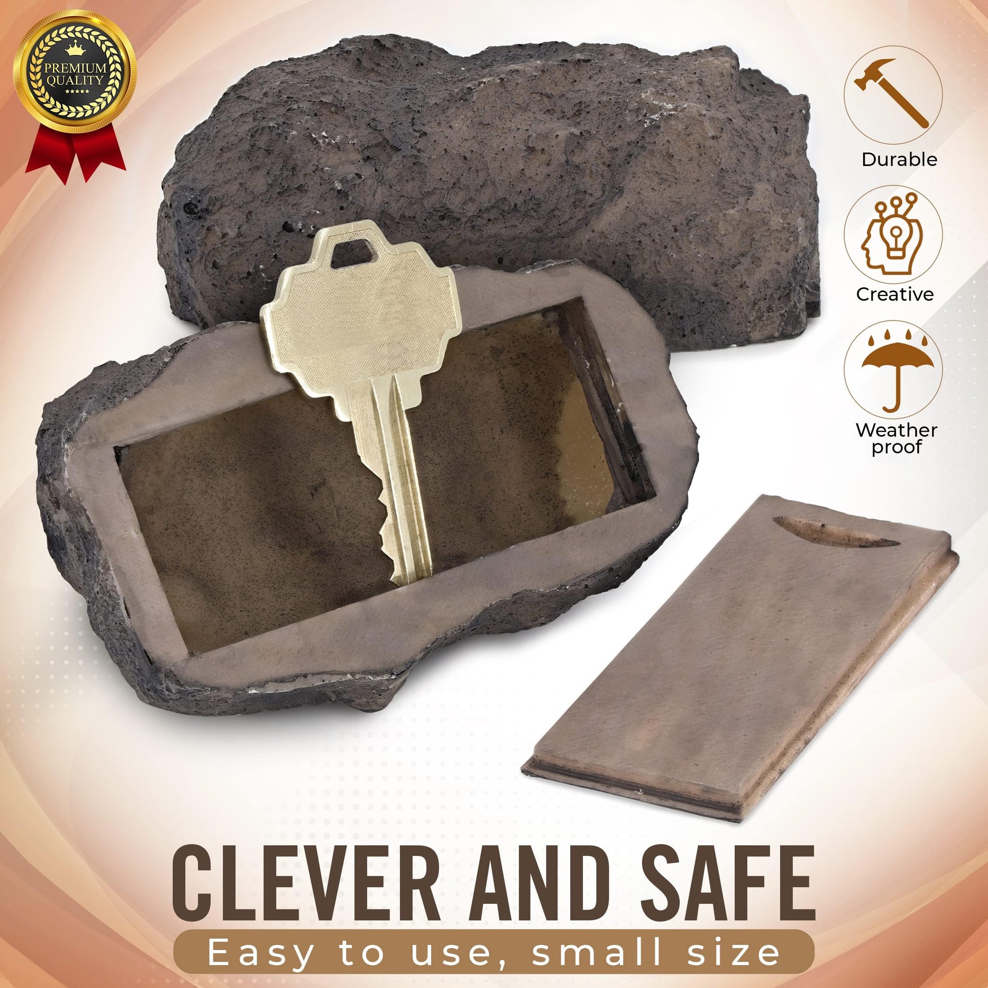 RamPro Hide-a-Spare-Key Fake Rock - Looks & Feels like Real Stone - Safe for Outdoor Garden or Yard, Geocaching (1)