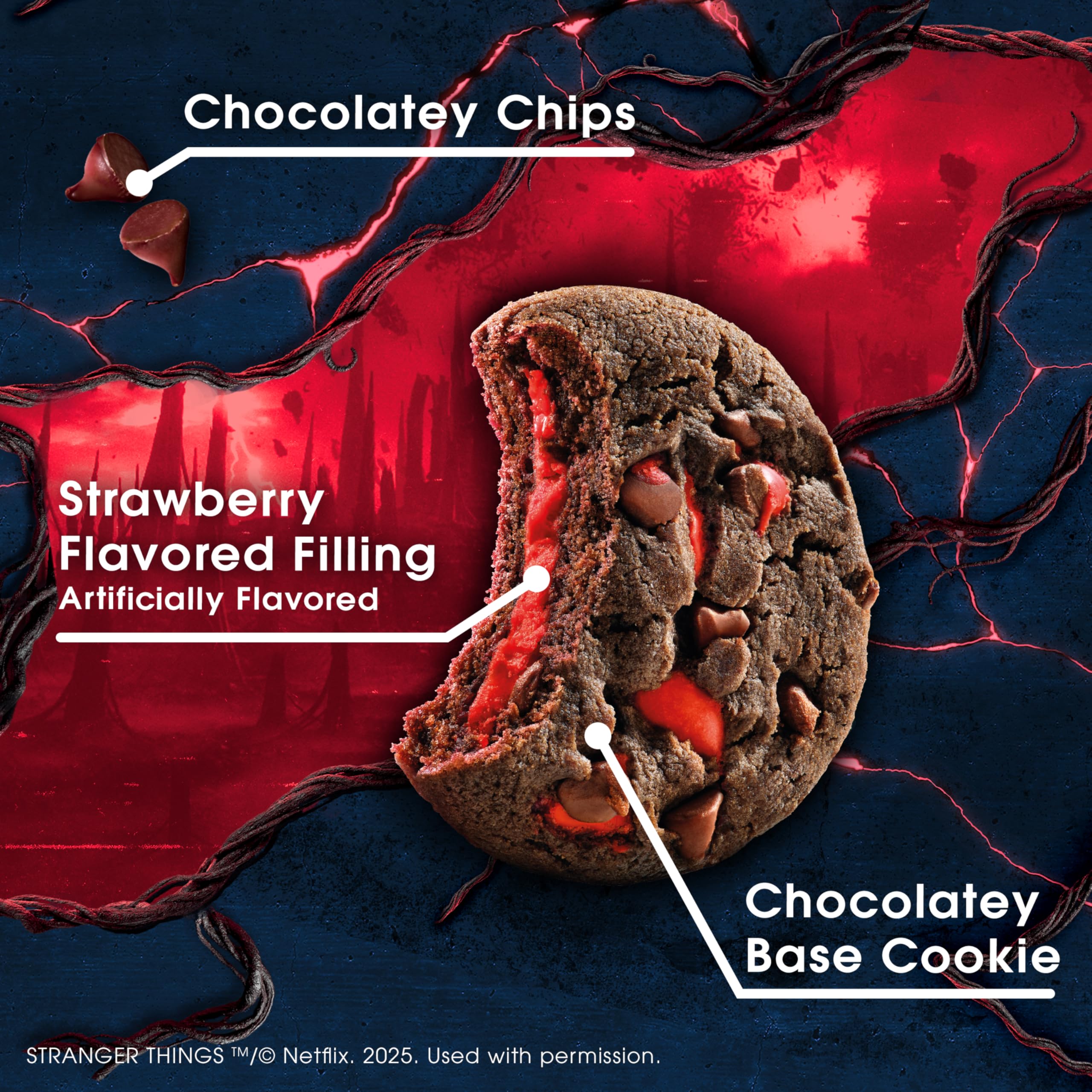 CHIPS AHOY! Stranger Things Chewy Chocolatey Strawberry-Flavored Filled Soft Cookies, Limited Edition, 9.9 oz