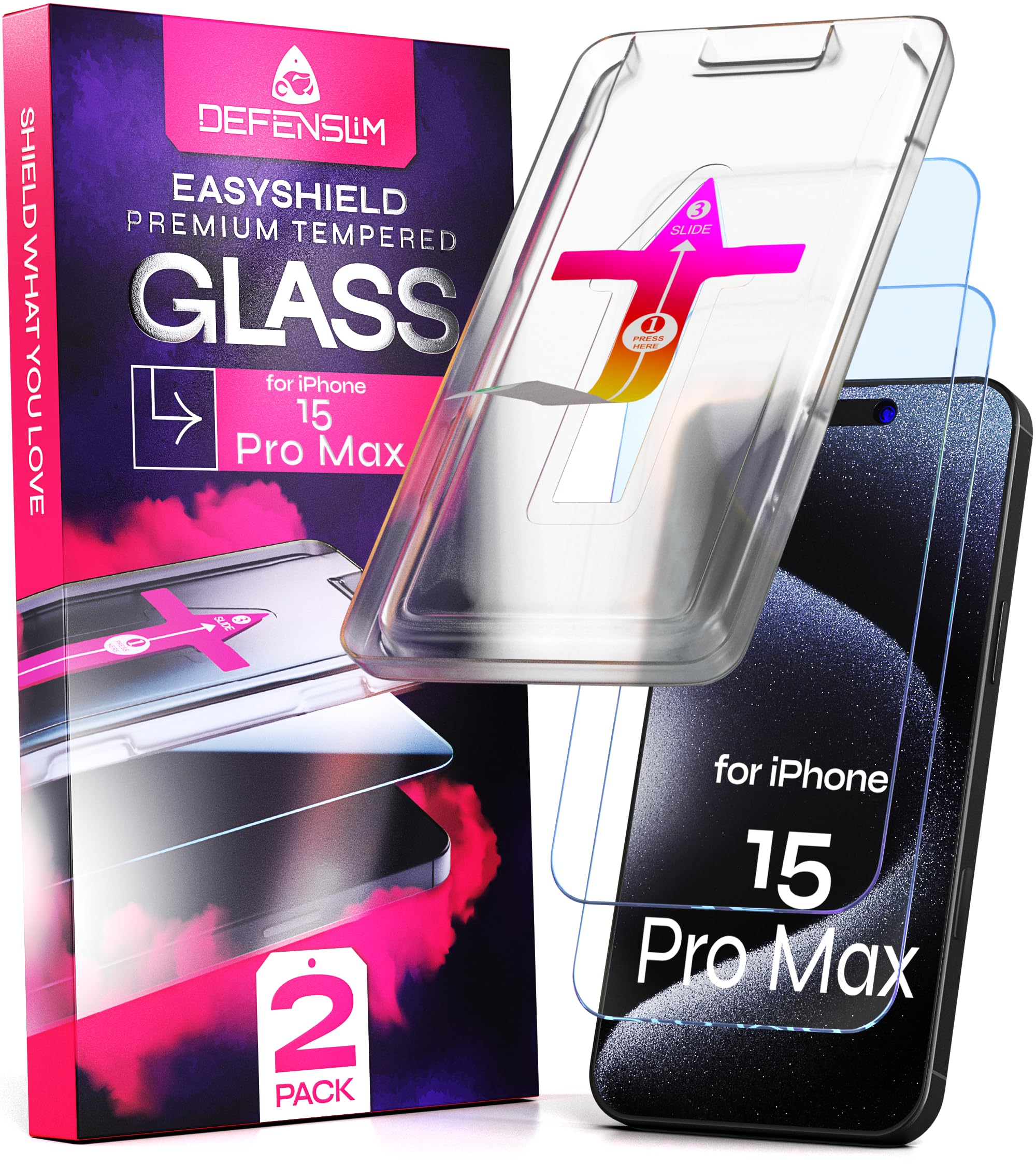 Defenslim Screen Protector compatible with iPhone SE 3 / SE 2 (2Pack), Easy Auto-Align Install Kit, 4.7" Tempered Glass, 9H Hardness, Ultra HD Clear, Case Friendly, EasyShield