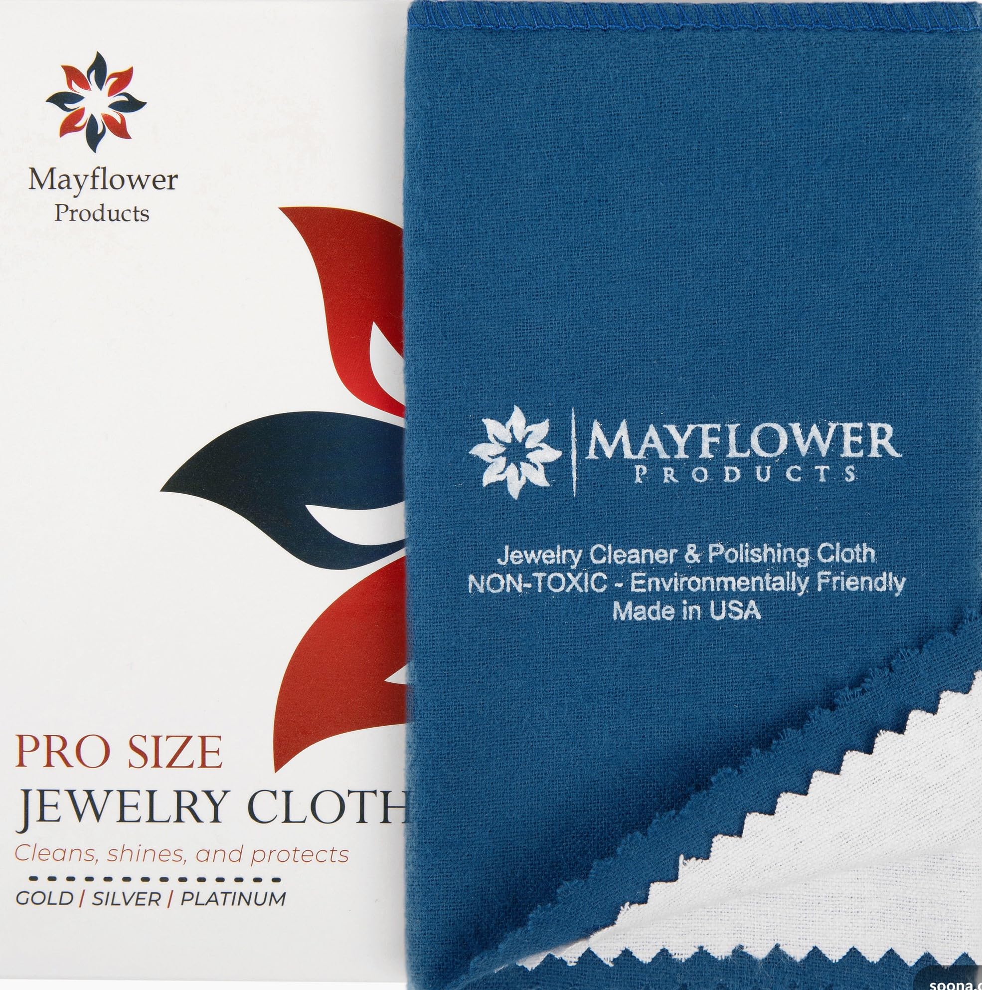 Mayflower Polishing Cloth for Silver, Gold, Platinum USA Made. Pure Cotton Pro Size Cleaning Cloth That Shines Like New Jewelry Watches Engagement Rings Silverware Coins Diamonds Musical Instruments