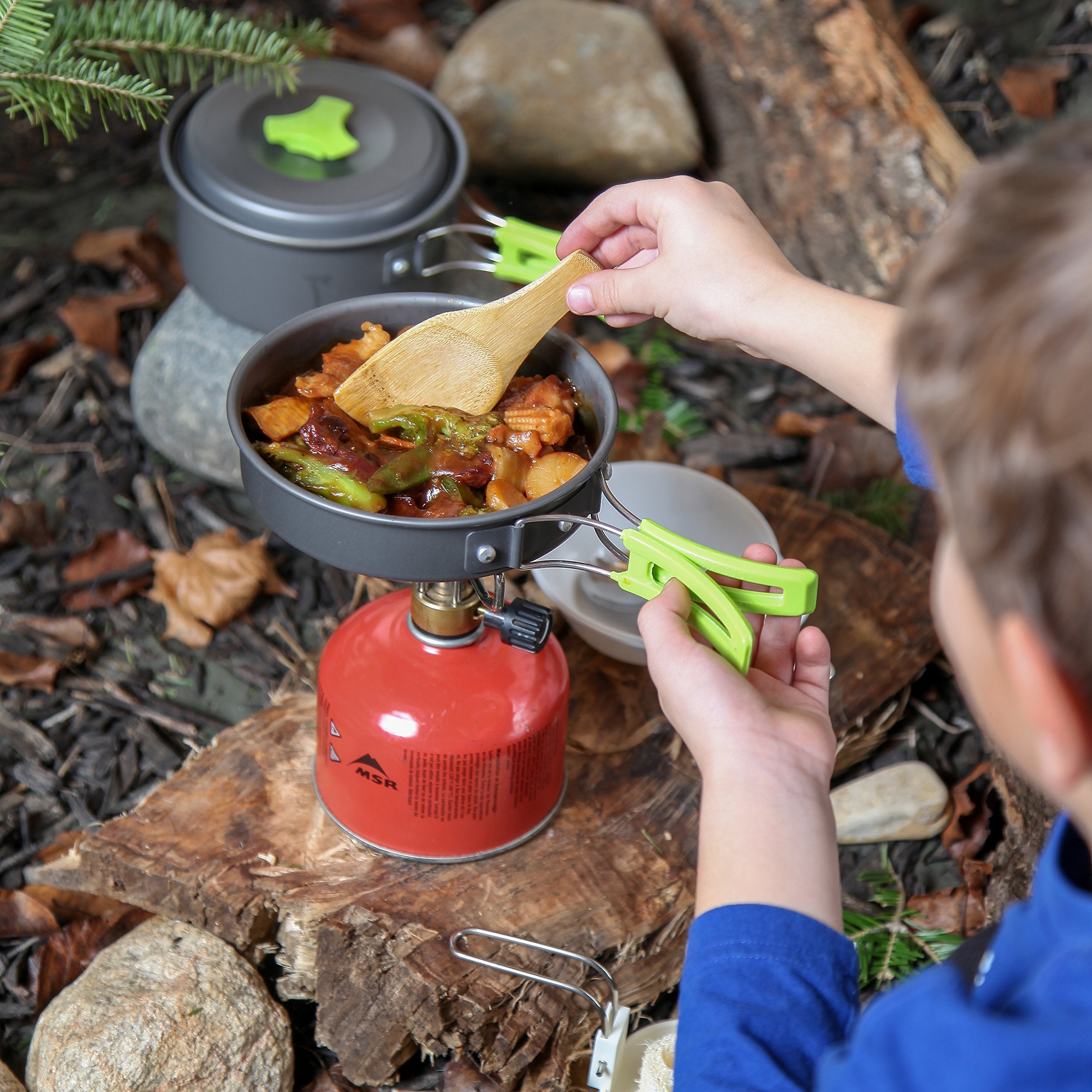 MalloMe Camping Cookware Mess Kit for Backpacking Gear – Camping Cooking Set - Camping's Pots and Pans Set - Backpacking Stove/Portable Stove Compatible - Camp Kitchen Equipment Accessories 1L Pot