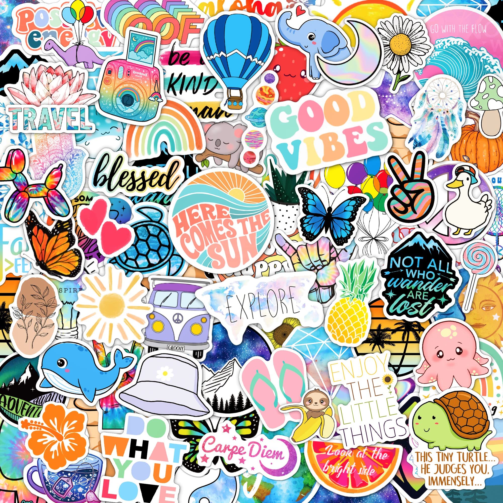 120 Pcs Preppy Stickers, Summer Stickers for Water Bottles Girls, Laptop Accessory Waterproof, Cute Decals for Phone Waterbottle MacBook Cup, Summer Themed Stickers for Teens