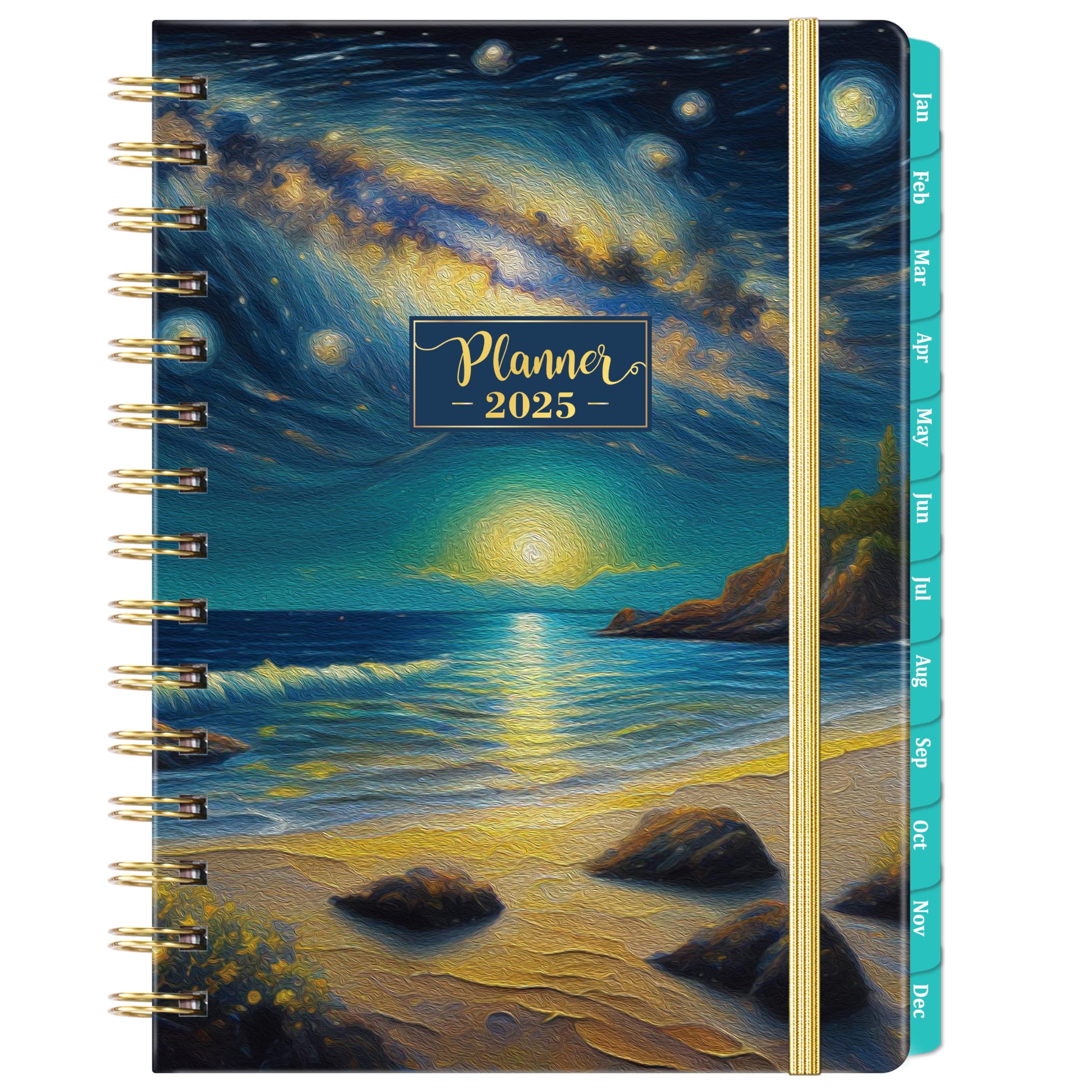 2025 Planner - Planner 2025, Jan. 2025 - Dec. 2025, 8.4"x 6.3", 2025 Weekly and Monthly Planner with Elastic Closure, Sticky Tabs + Hardcover - Dreaming Sea