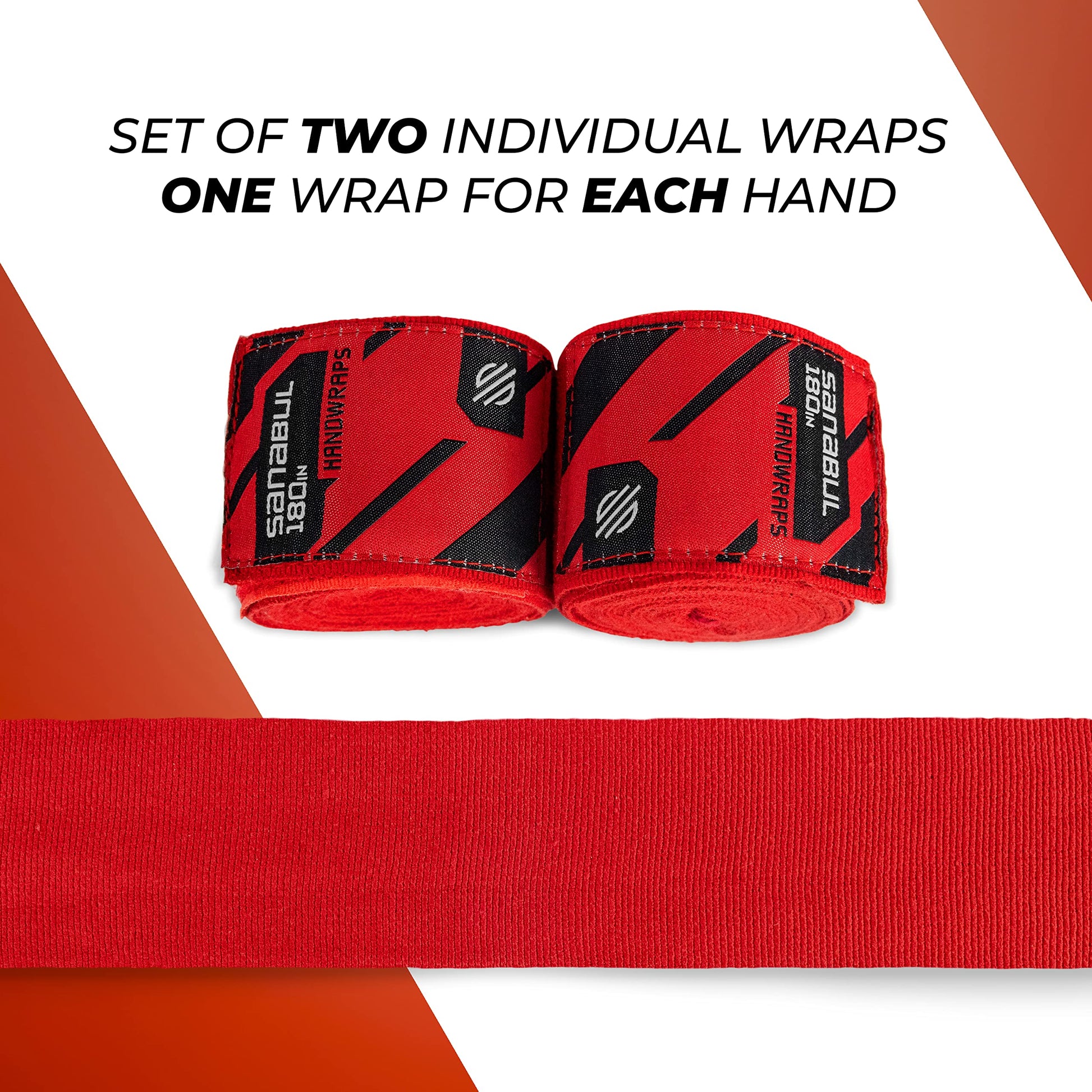 Sanabul Elastic 180 inch Boxing Hand Wraps for Boxing Gloves Muay Thai Kickboxing MMA Wraps for Men & Women, Red,180"