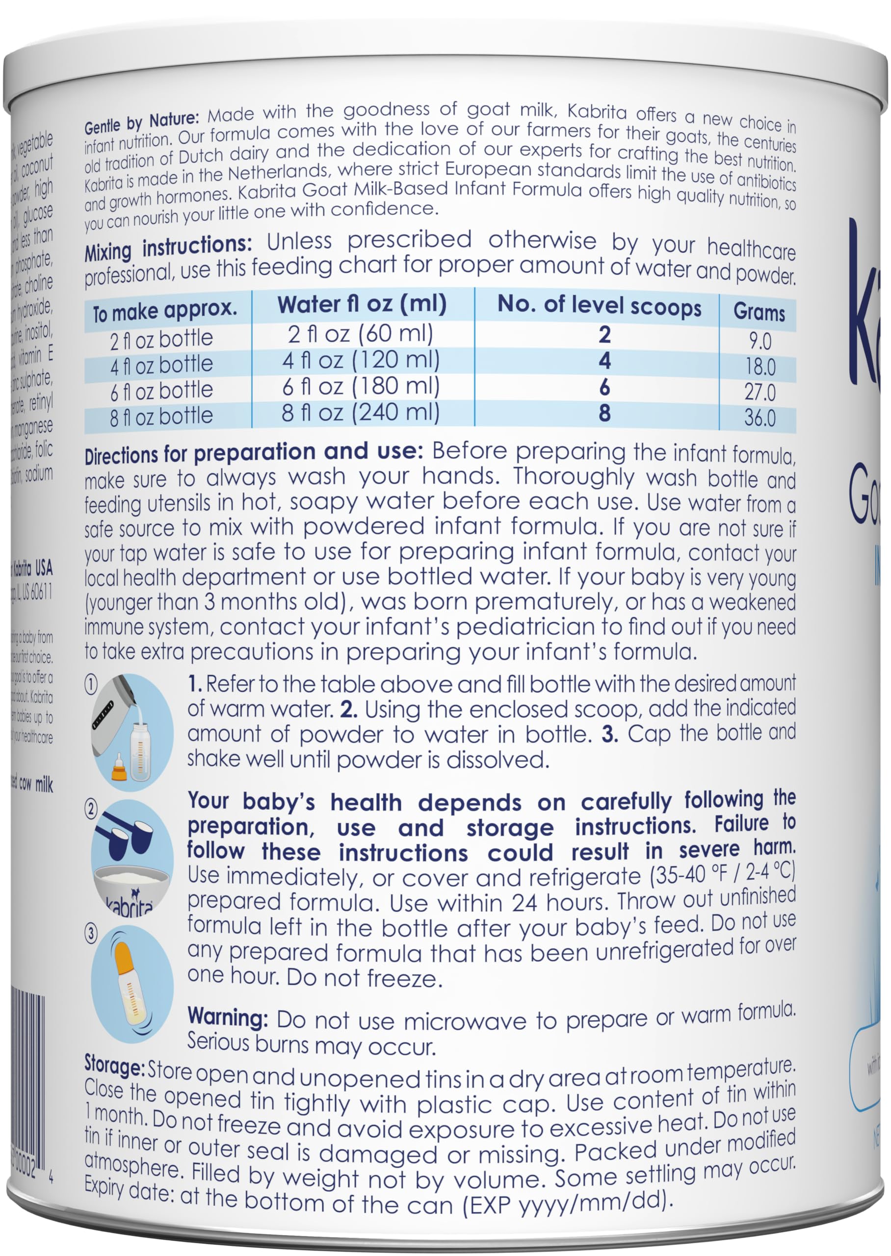 Kabrita Goat Milk Infant Formula - Easy to Digest Baby Formula 0-12 Months - Contains Prebiotics, Iron, DHA, Non-GMO - Gentle on Sensitive Tummies - Formula Supporting Gut Health & Sleep - 28Oz