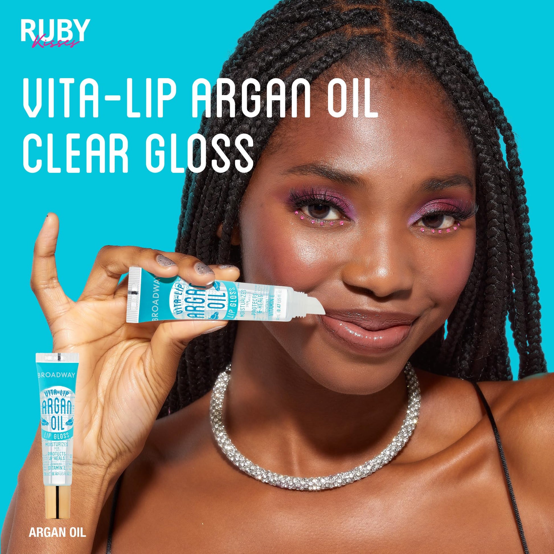 Ruby Kisses Broadway Vita-Lip Clear Lip Gloss (5 Pack Mint, Rosehip, Coconut, Argan Oil, Mango Butter), Ultra-Hydrating & Soothing Formula with Vitamin Oils, High-Shine Non-Sticky Finish Lip Balm