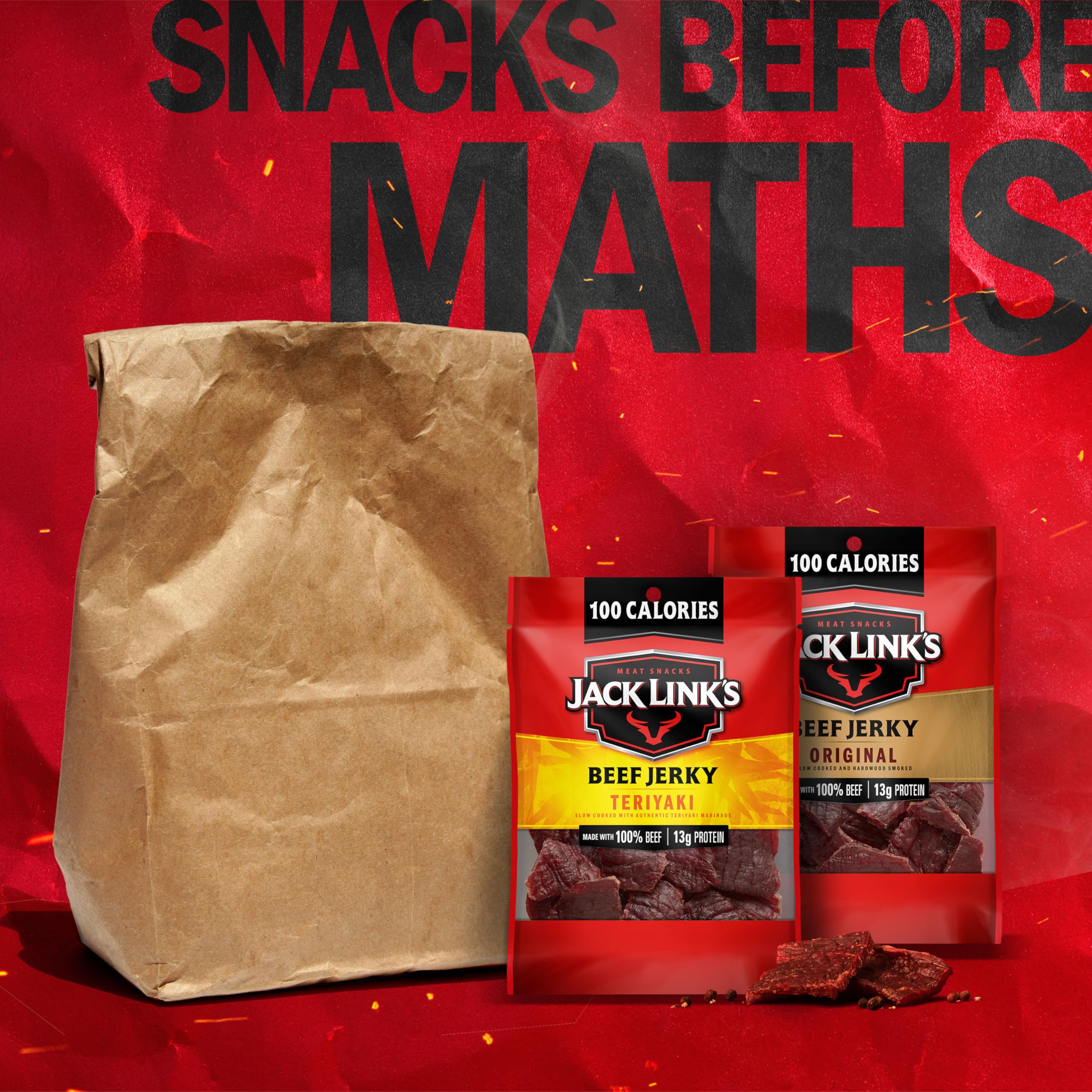 Jack Link's Beef Jerky Variety Pack - Includes Original and Teriyaki Jerky, Bulk Protein Snack Pack, Good Source of Protein, Meat Snacks Made with 100% Beef, Individual Bags - 1.25 Oz (Pack of 9)