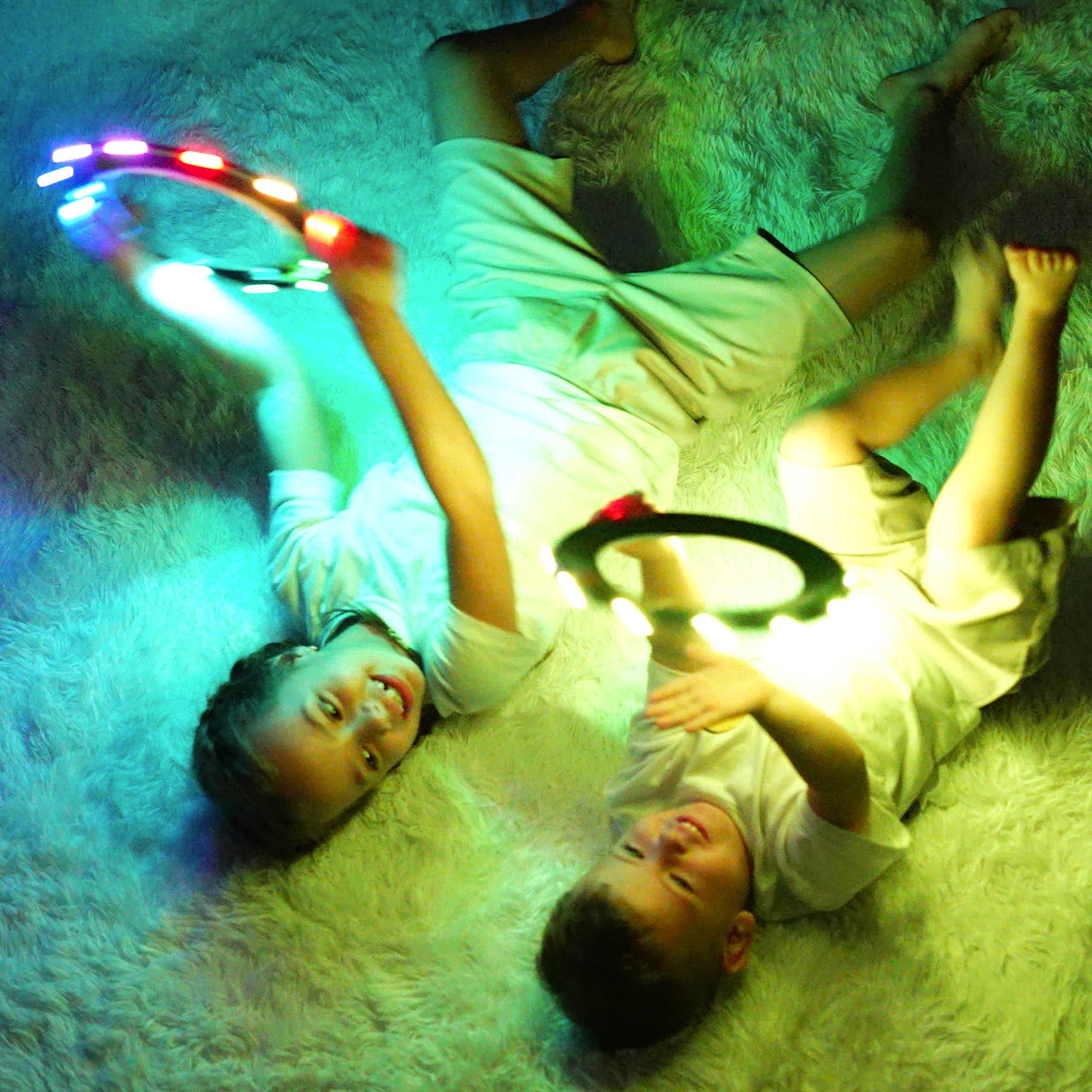 TOSY Flying Ring - 16 Million Color RGB LEDs, Super Bright, Lost Mode, Auto Light Up, Camping Essentials for Kids/Teens/Boy/Girl, Safe & Soft, Waterproof, Pool/Beach Games, Lightweight Toy