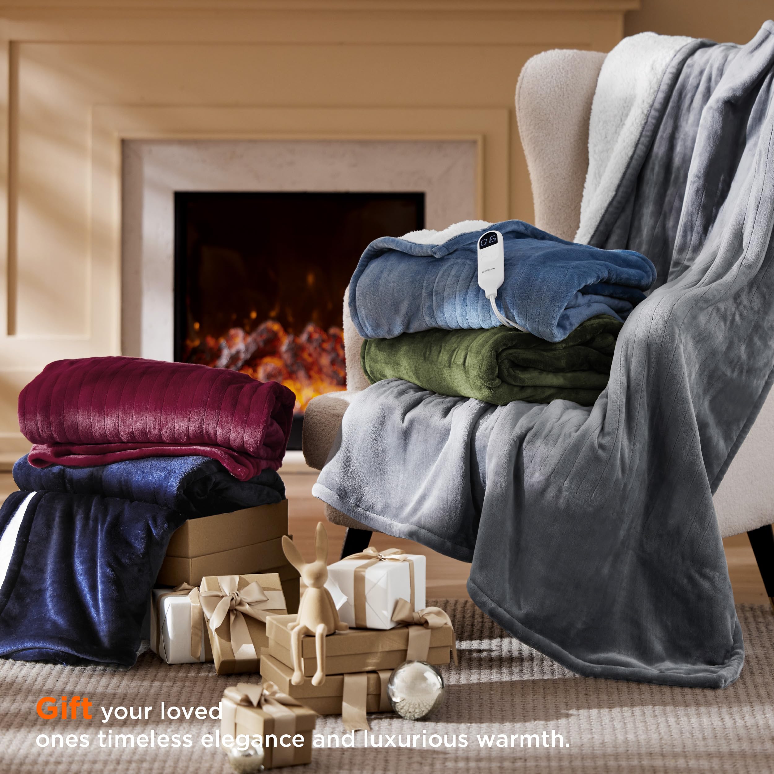 Bedsure Heated Blanket Throw Blanket - Fast Heating Electric Blanket, GentleSoft Flannel Heated Throw with 4 Time Settings, 6 Heating Settings, Warm Gifts for Grandma (50x60 inches, Grey)