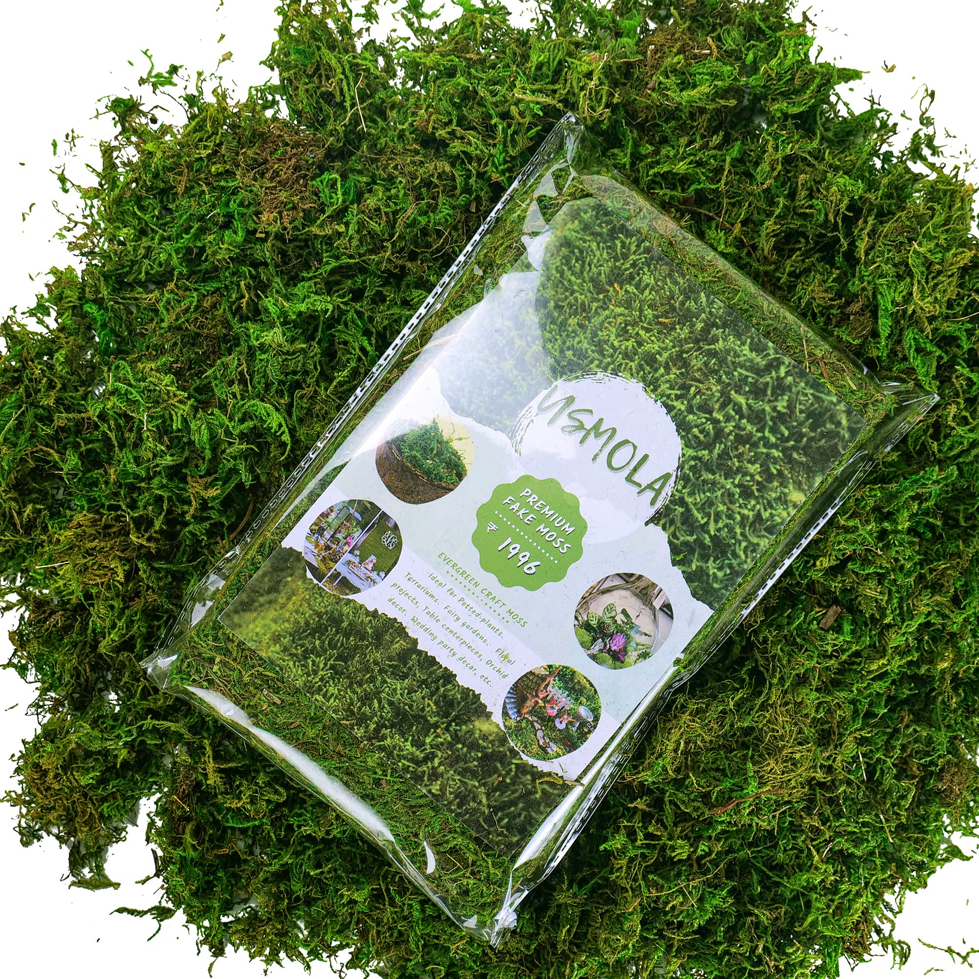 USMOLA Artificial Moss, 16OZ Fake Moss for Crafts, Decorative Centerpieces, Fairy Garden, Wedding Party Decor, Faux Potted Plants, 455gr (Fresh Green)