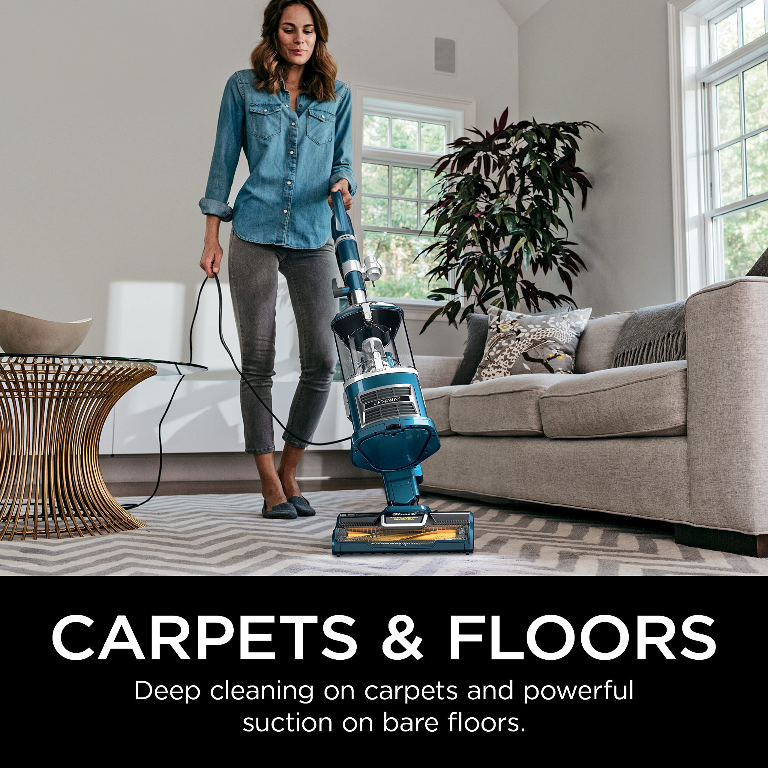 Shark Upright Vacuum, Navigator Lift-Away with Self-Cleaning Brushroll, HEPA Filter, Swivel Steering, Upholstery Tool & Pet Crevice Tool, Perfect for Pets & Multi-Surface, Teal, ZU503AMZ