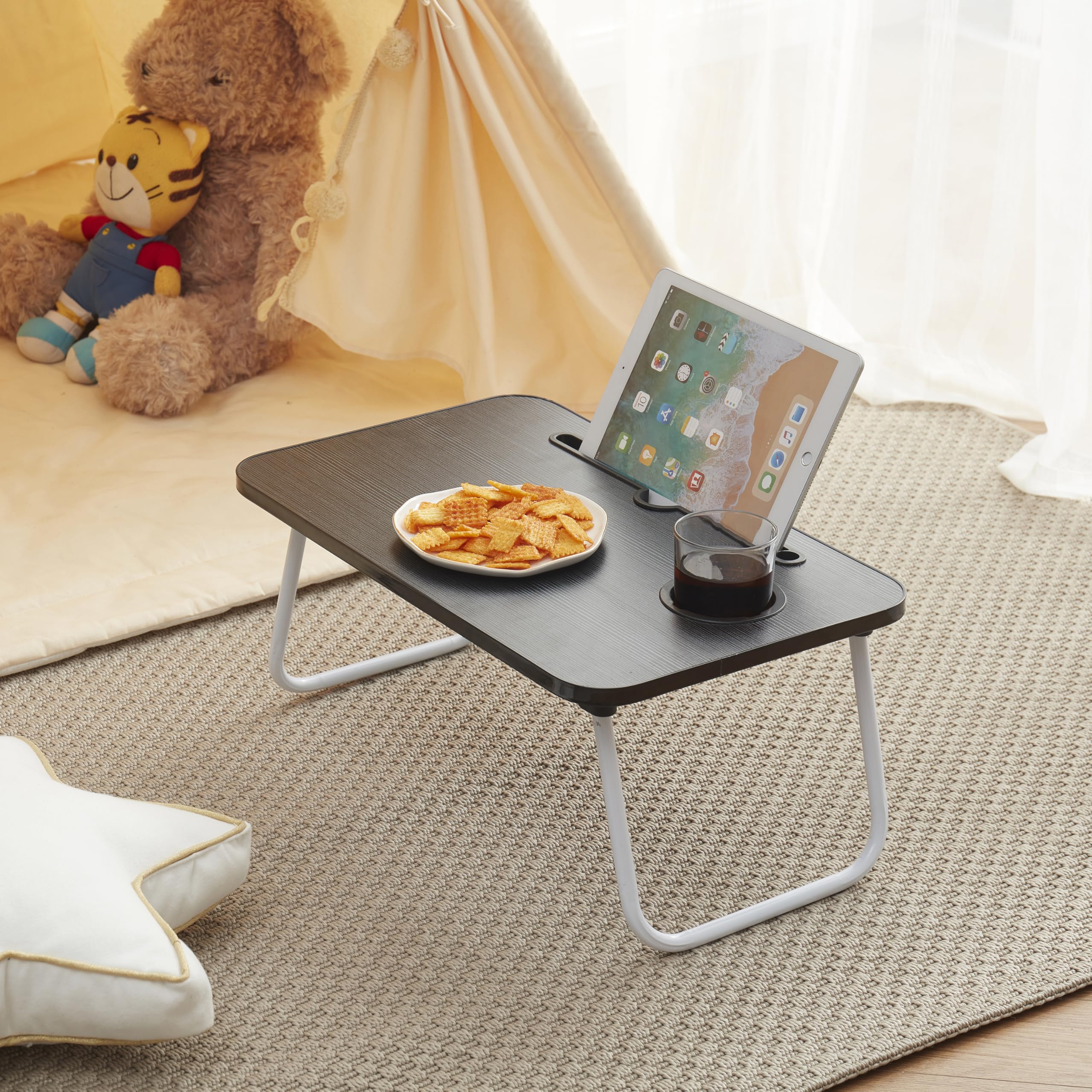 Laptop Bed Tray Table, Laptop Stand, Portable Lap Desks with Foldable Legs, Reading Desk for Sofa Couch Floor - Medium