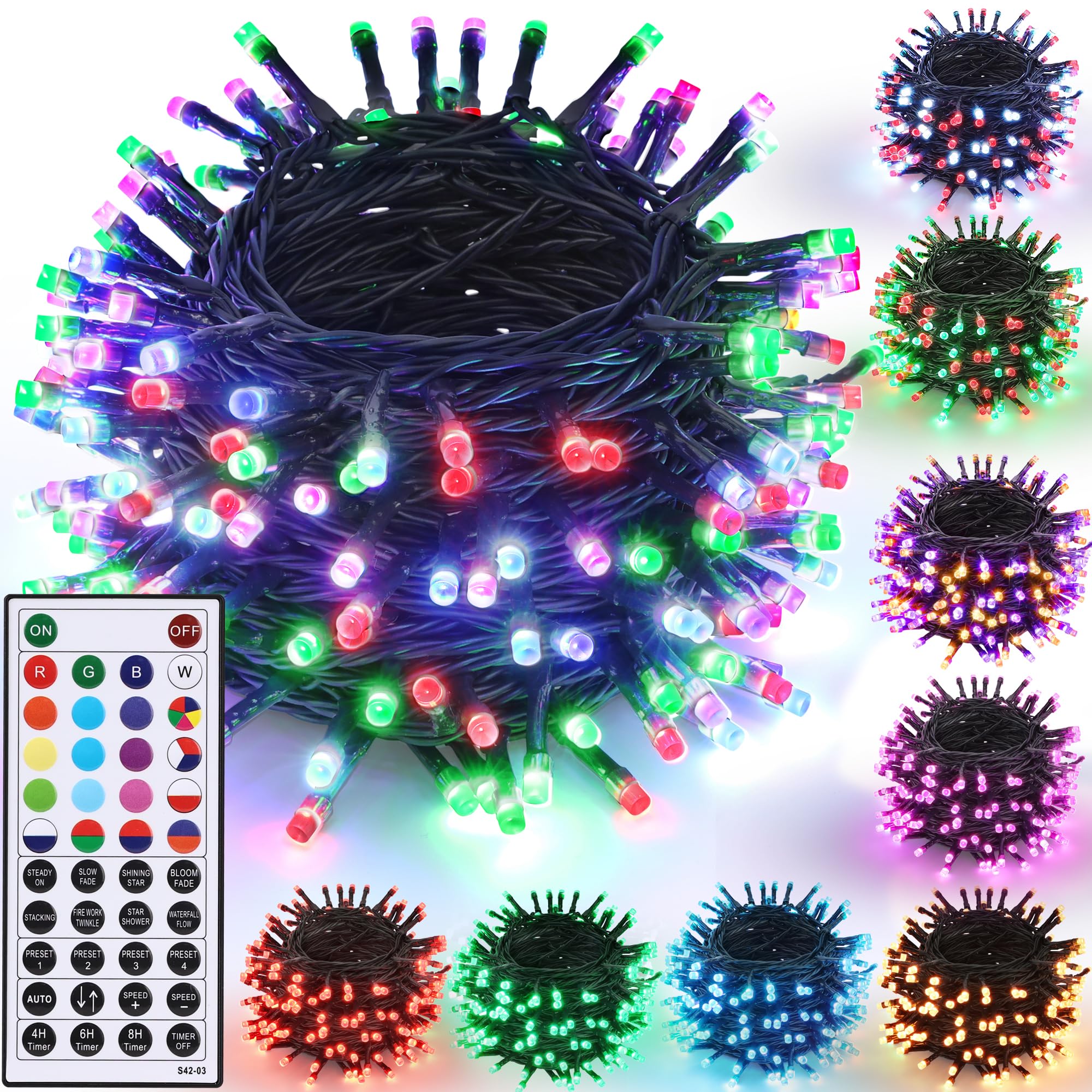 Joomer Color Changing Christmas Lights, 66FT 200 LED RGB Xmas Tree Lights with Remote Outdoor Christmas Lights Mini Christmas Tree Lights Indoor Plugin Xmas Lights for Halloween Christmas Decorations