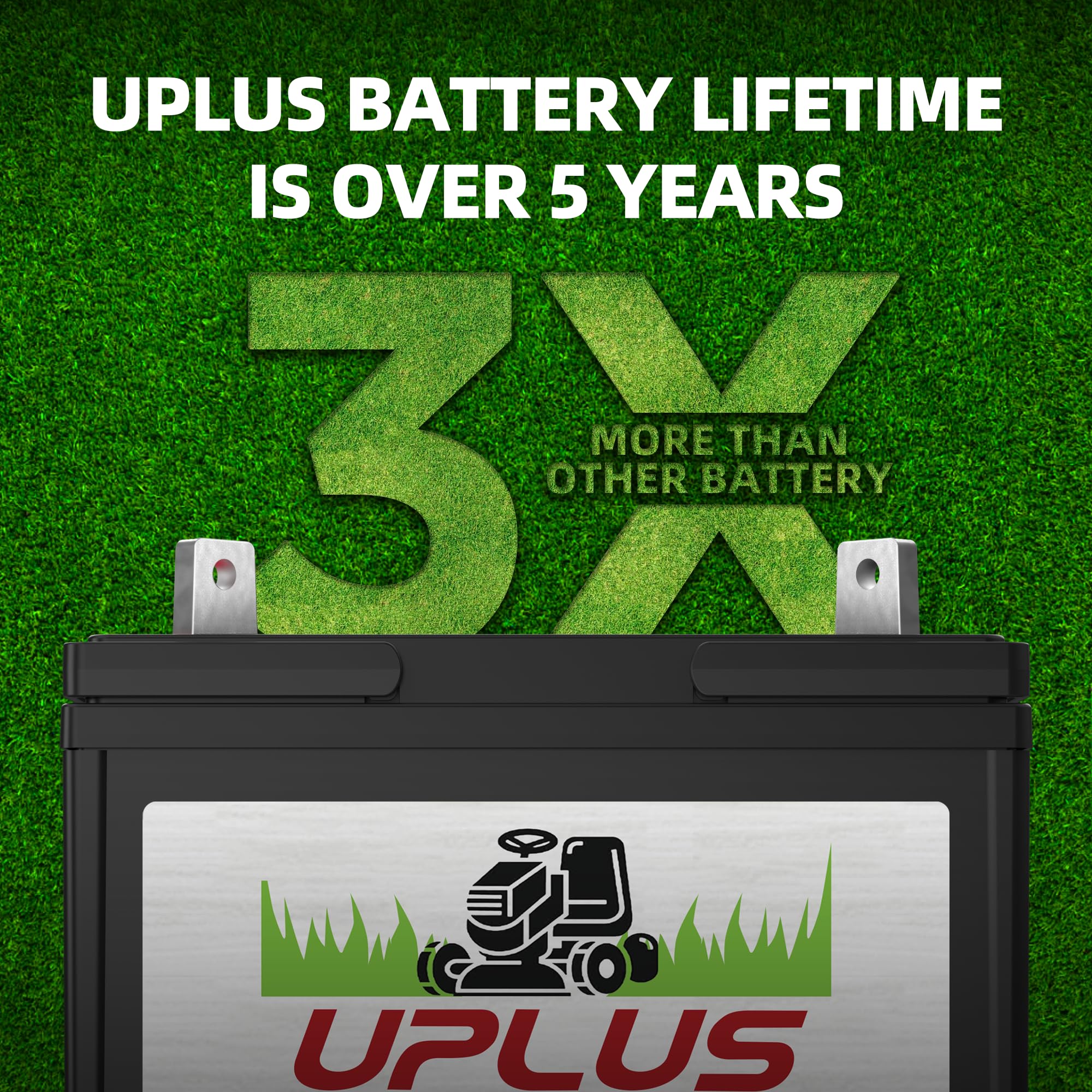 UPLUS U1 Riding Lawn Mower Battery, 12V 330CCA Garden Tractors Battery Maintenance Free AGM Batteries, Fit for John Deere, Cub Cadet, Husqvarna, Craftsman, Toro, Ariens, Poulan Pro and Troy-Bilt