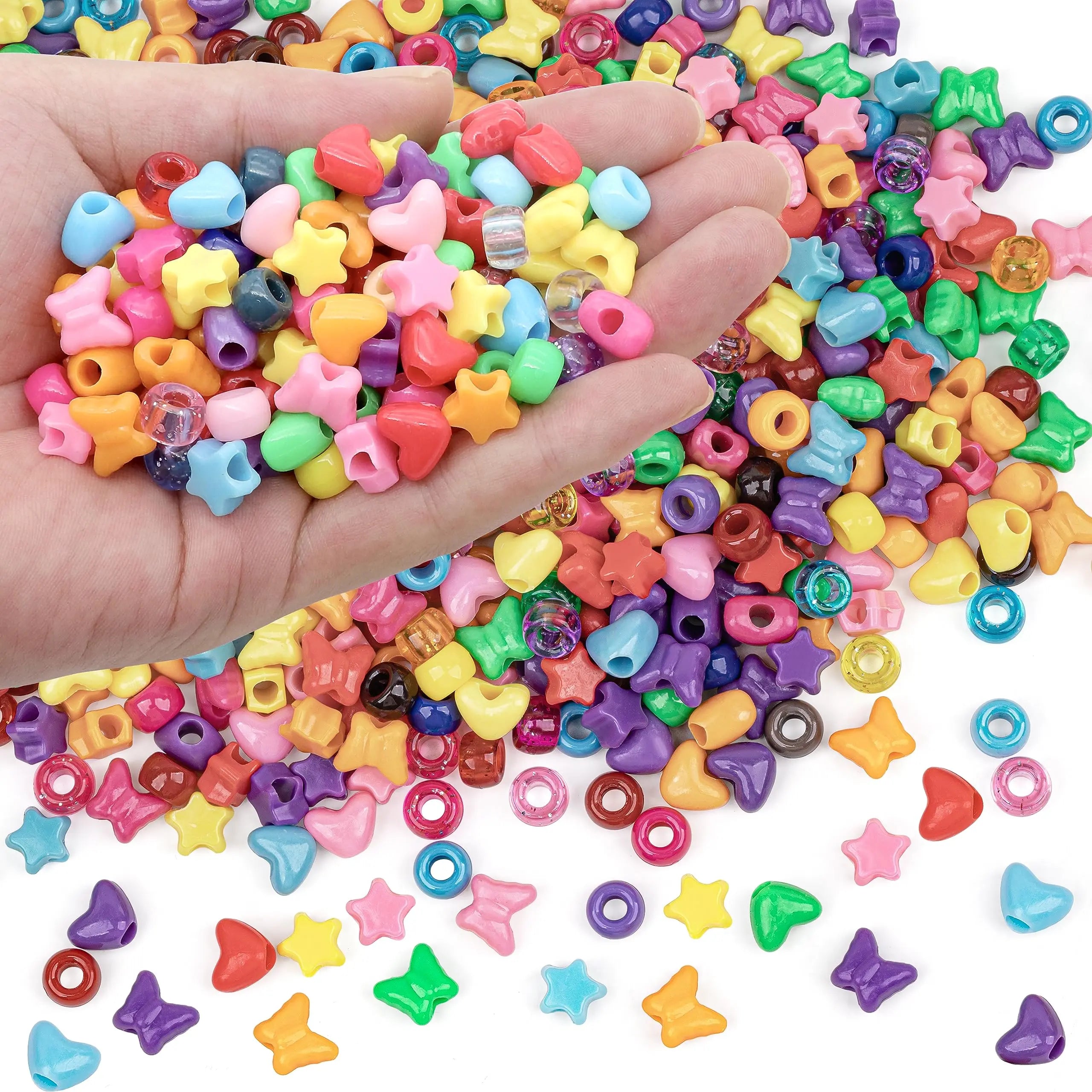 GMMA 900 Pcs Pony Beads Shapes for Bracelet、Jewelry Making、Friendship Bracelets Colourful Plastic 6x9mm Multi-Colored Fall Beads for DIY Bracelet Necklace Party Decoration Supplies