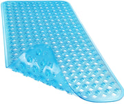 Yimobra Non Slip Bath Mat, Super Strong Suction Cups,34.5"x15.5"Long Tub Mat with Drain Holes, Machine Washable Fast Draining Shower Mats, Bathroom Essentials,Clear Blue