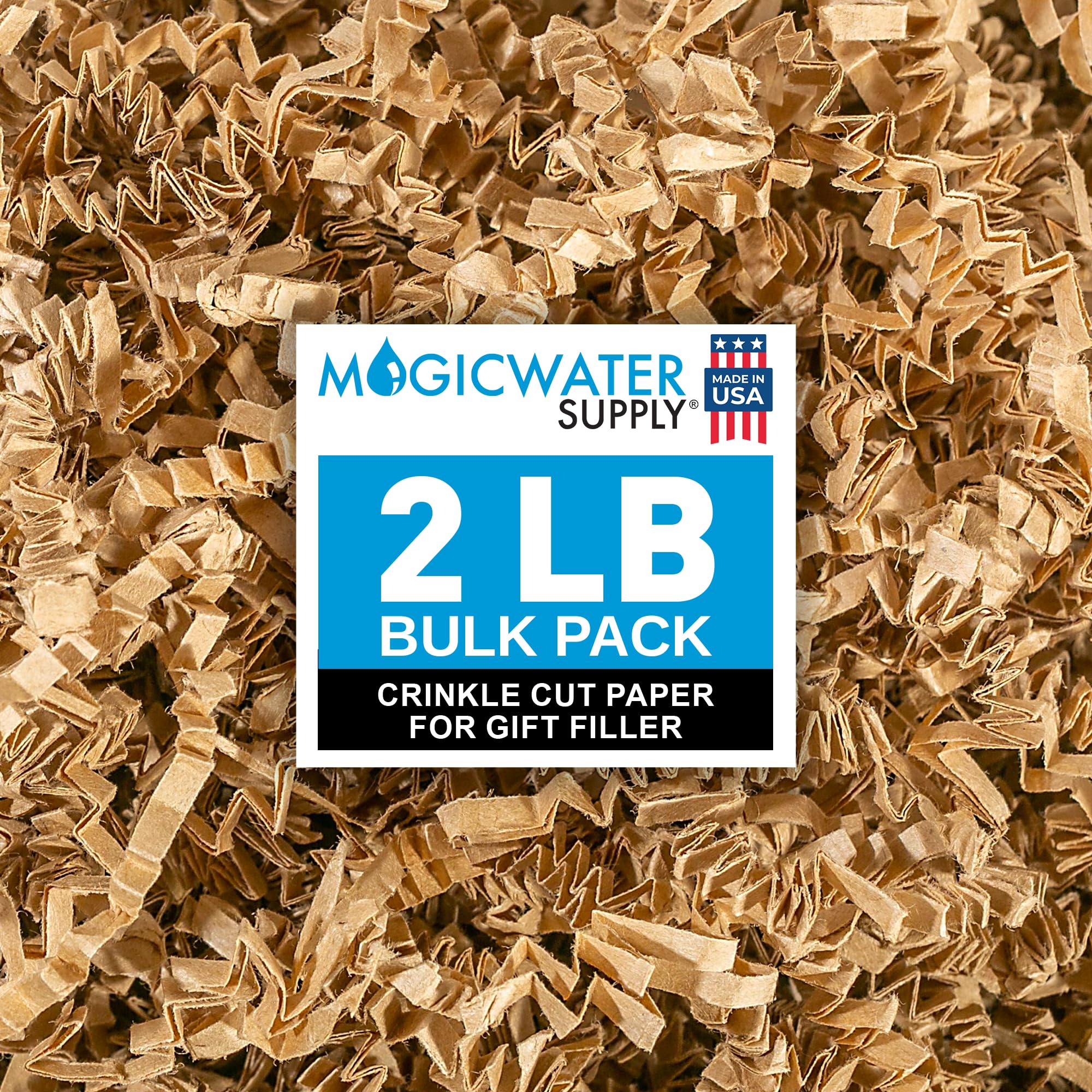 MagicWater Crinkle Cut Paper for Gift Baskets - 2LB Kraft - Perfect for Shredded Paper Filler, Basket Filler, Gift Boxes, Bridesmaid Gifts, Halloween Stuffers & More – Ideal for All Occasions