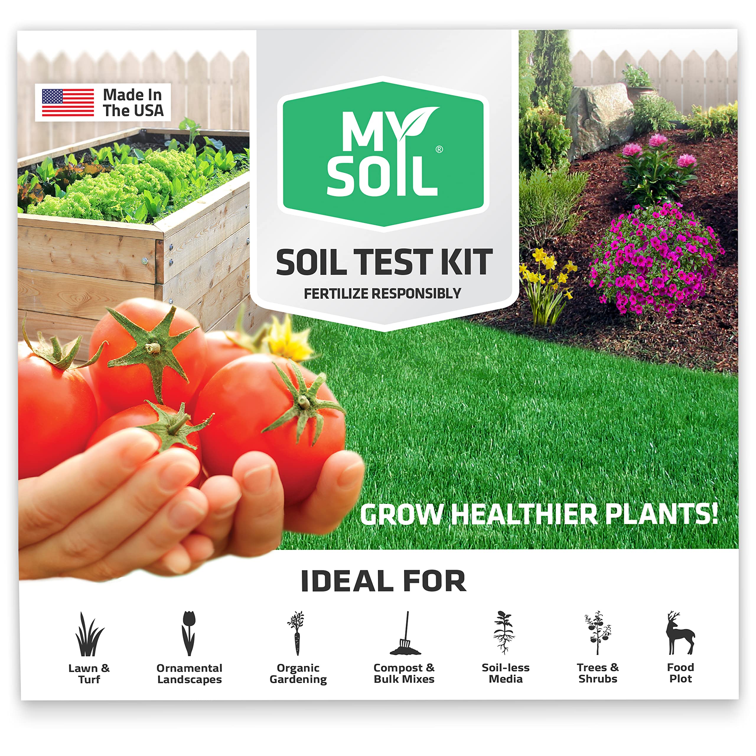 MySoil - Soil Test Kit | Grow The Best Lawn & Garden | Complete & Accurate Nutrient and pH Analysis with Recommendations Tailored to Your Soil and Plant Needs