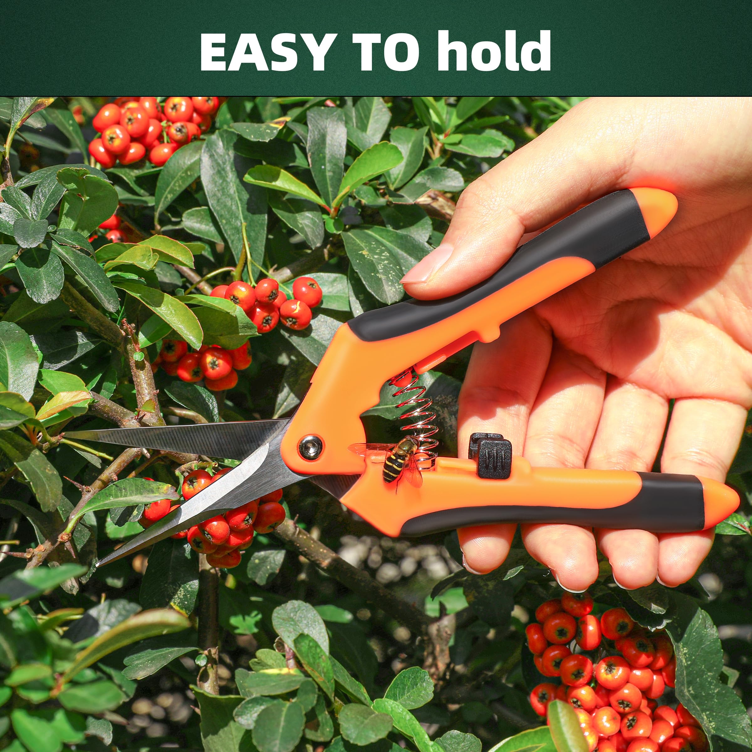 EWPJDK 3-Pack Stainless Steel Pruning Shears, Pruning Snips and Clippers for Gardening