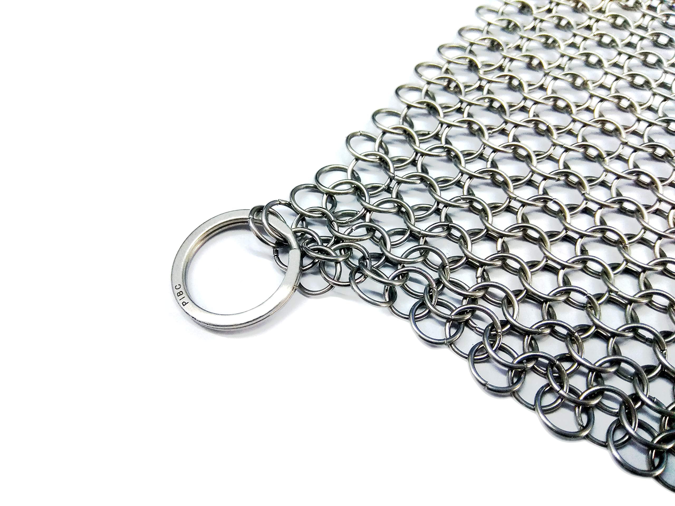 PIBC Cast Iron Cleaner 8"x6" 316L Stainless Steel Chainmail Scrubber for Griddle Skillet Dutch Oven Wok Stainless Steel Pot Cast Iron Pan