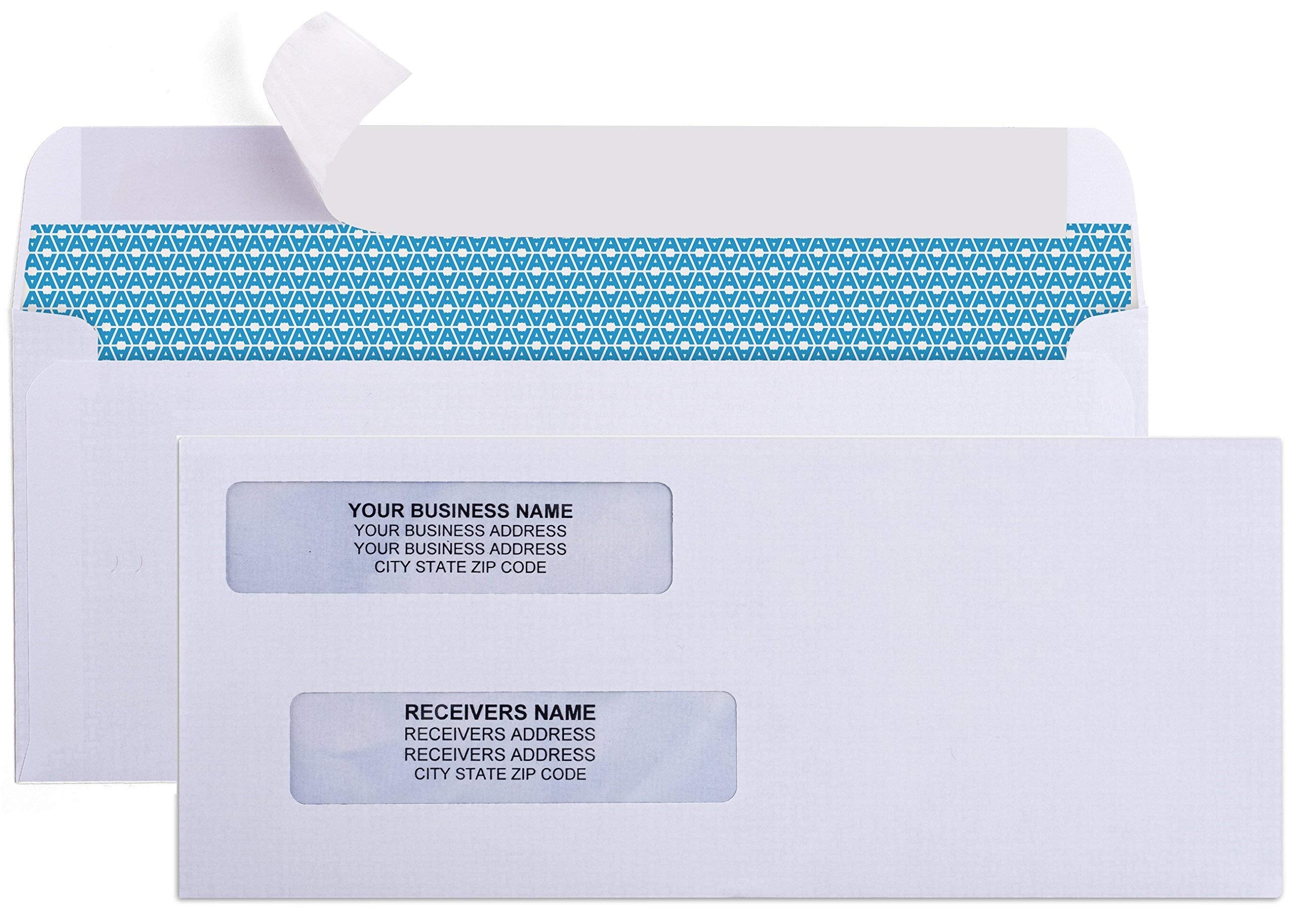 500#8 Double Window Self Seal Security Envelopes - for Business Checks, QuickBooks & Quicken Checks, Size 3 5/8 x 8 11/16 Inches - Checks Fit Perfectly - Not for Invoices, 500 Count (30180)