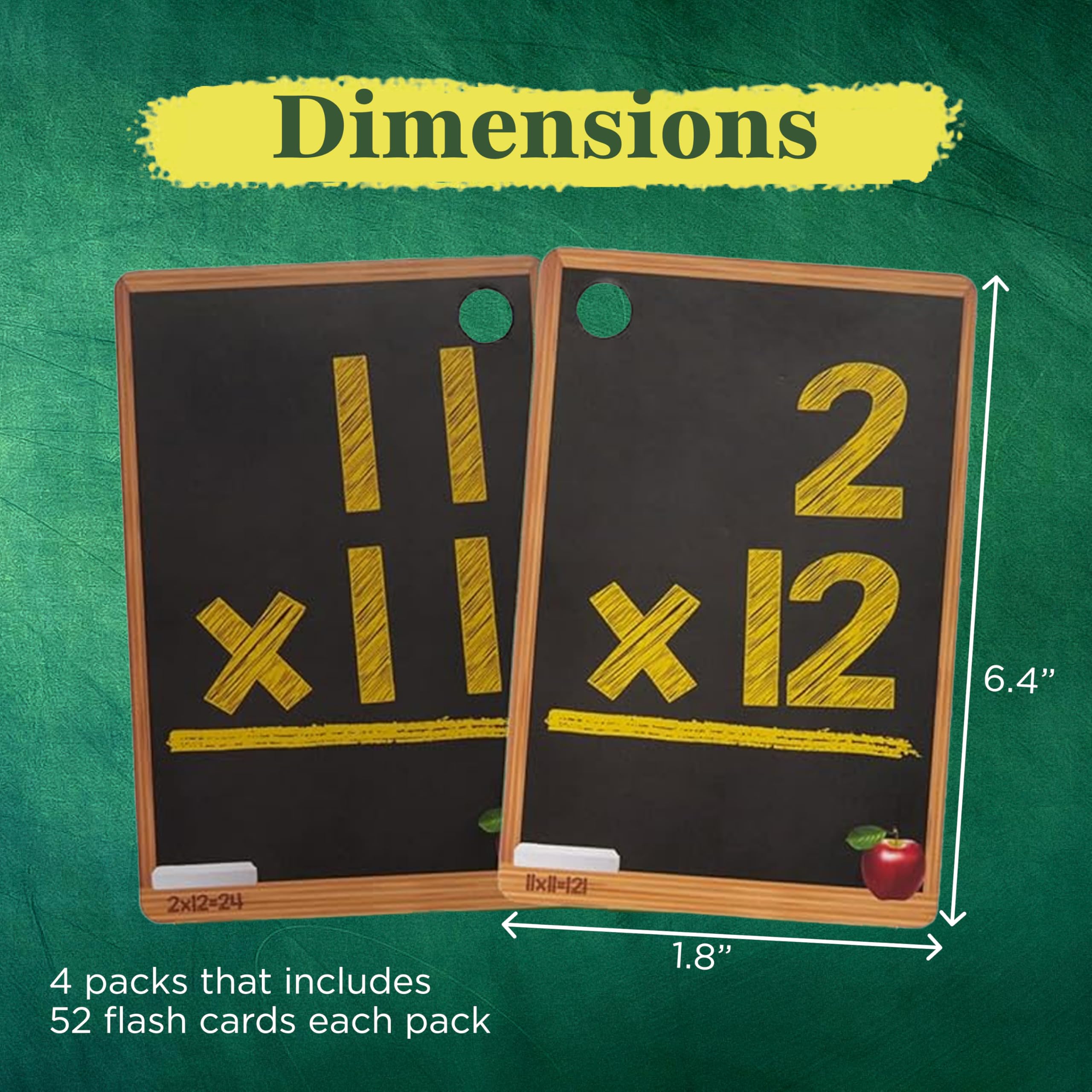 Star Right Math Flash Cards Set of 4 - Addition, Subtraction, Multiplication, Division with 4 Rings - 208 Cards for Kids Ages 6 and Above - Flash Card from 1st to 4th Grade