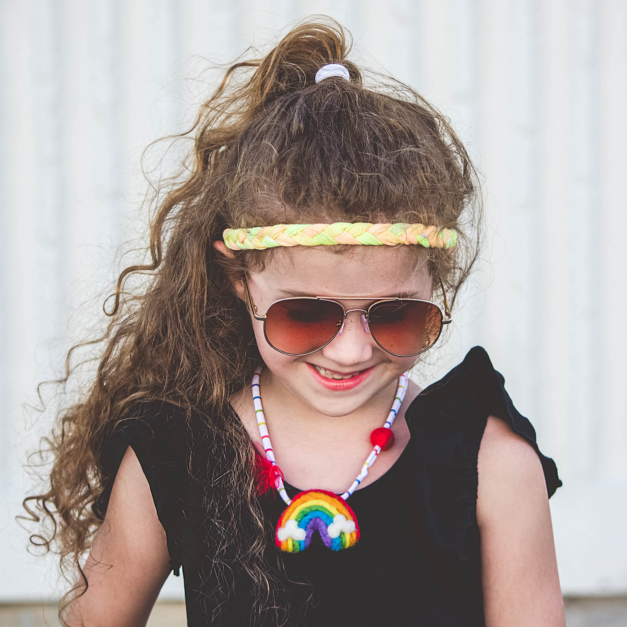 FROG SAC 4 Braided Headbands for Girls, Adjustable Rainbow Tie Dye Braid Head Bands for Kids, Stretch Elastic Cloth Fabric Hairbands Accessories for Women, Teen Easter Basket Fillers Stocking Stuffers