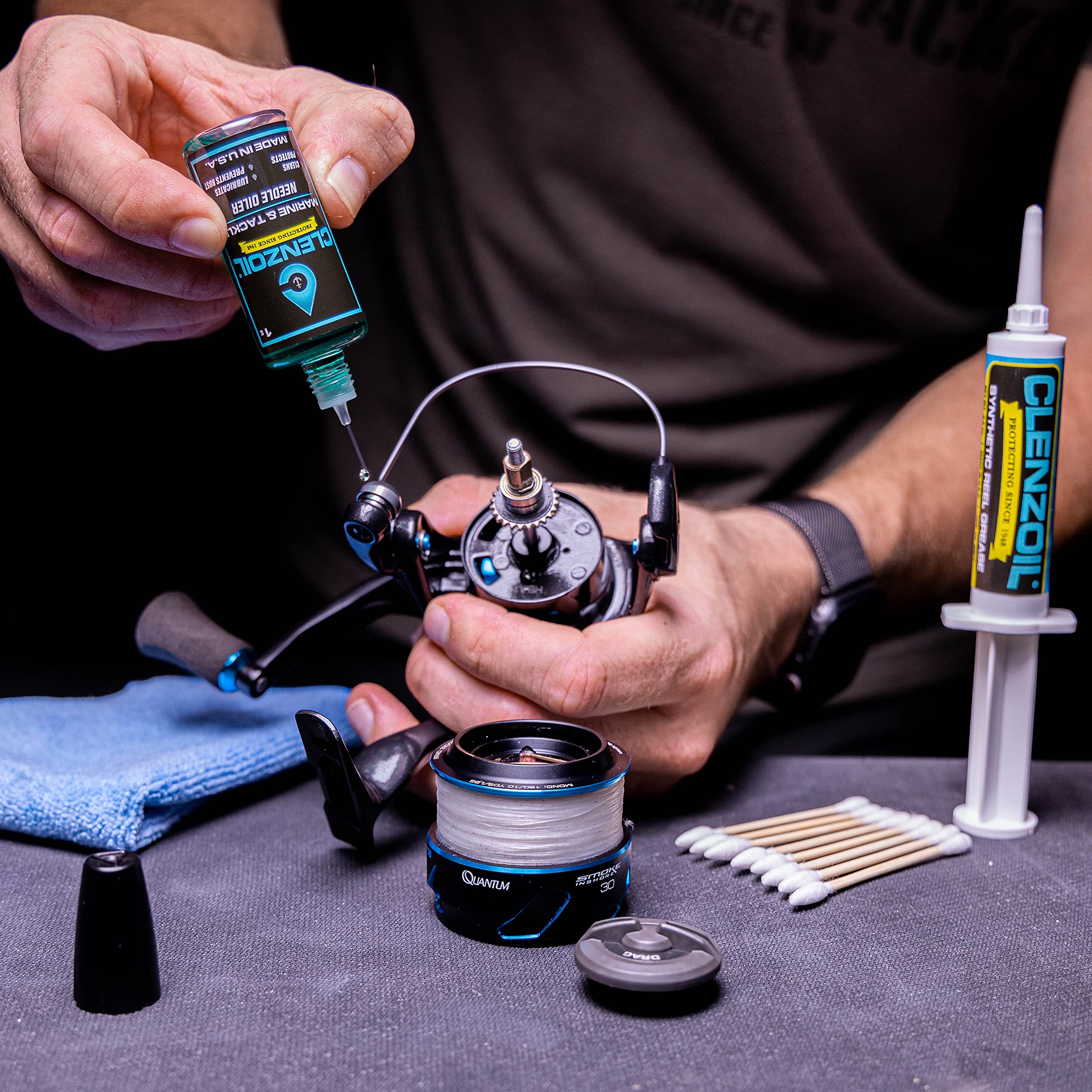 CLENZOIL Marine & Tackle Reel Care Kit - with Fishing Reel Oil & Grease - All-in-One Cleaning Kit - for Freshwater & Saltwater Reels - Fish Reel Maintenance Kit