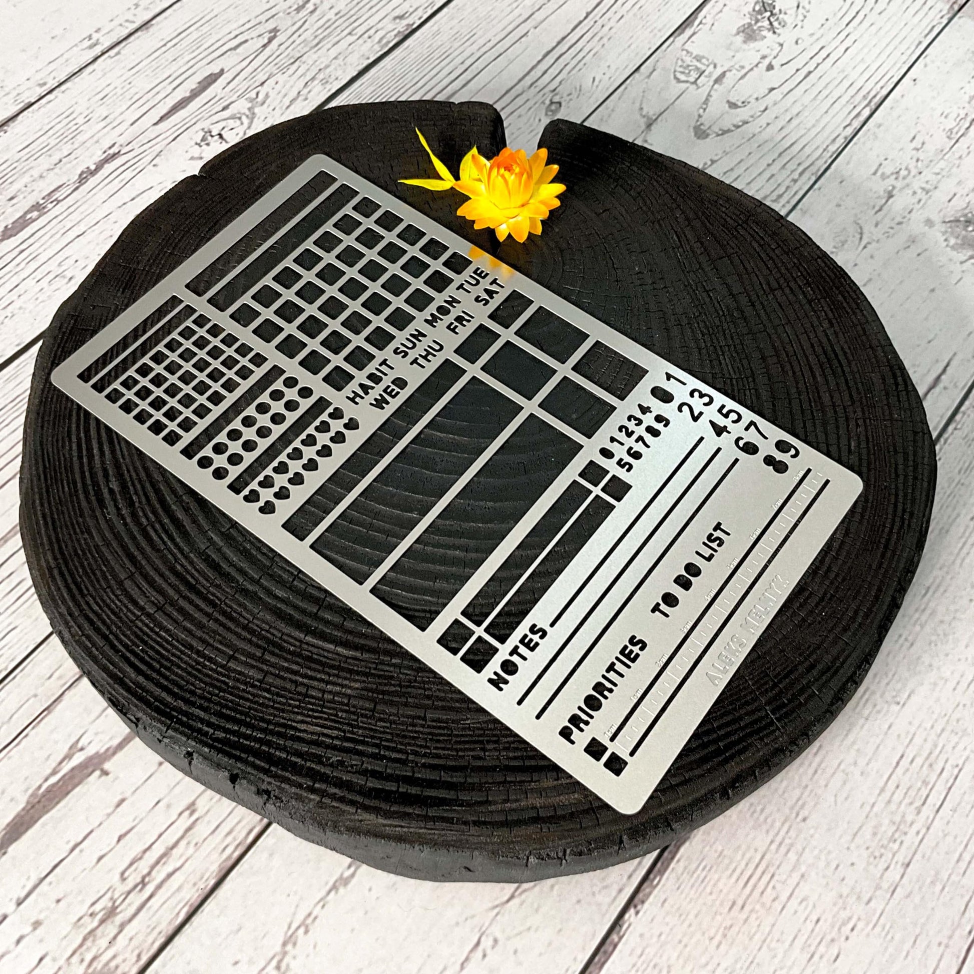 Aleks Melnyk No.423 Metal Stencil for Bullet Journaling, Bookmark, Planning, Banners, Lines, Lists, Planner Stamps, Habit Tracker, Dot Journal Stencil for Diary, Template, Scrapbook