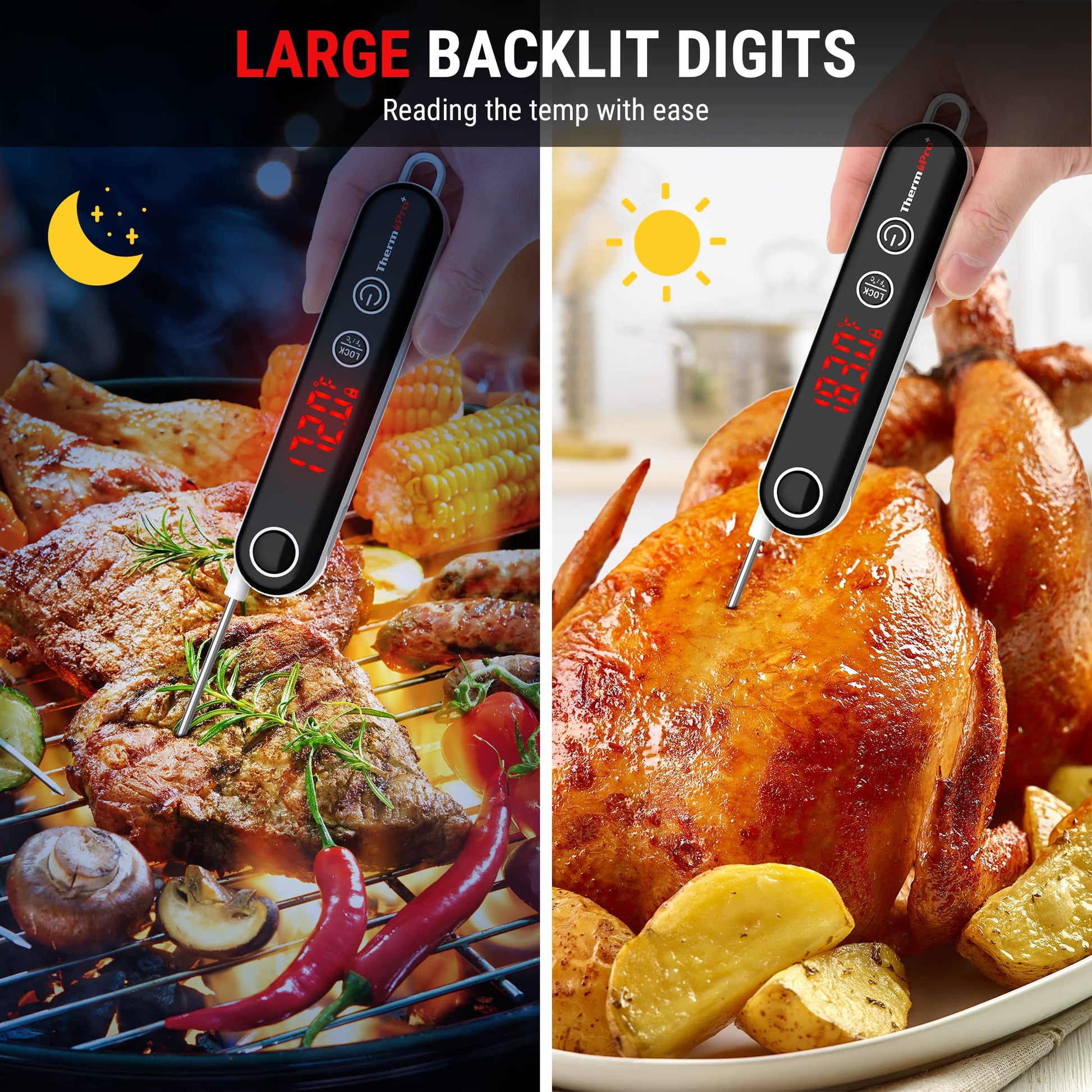 ThermoPro TP18 Instant Read Meat Thermometer Digital with Thermocouple Sensor, Cooking Food Thermometer for Grill, Smoker, BBQ, Oil Deep Frying, Candy, Kitchen Thermometer