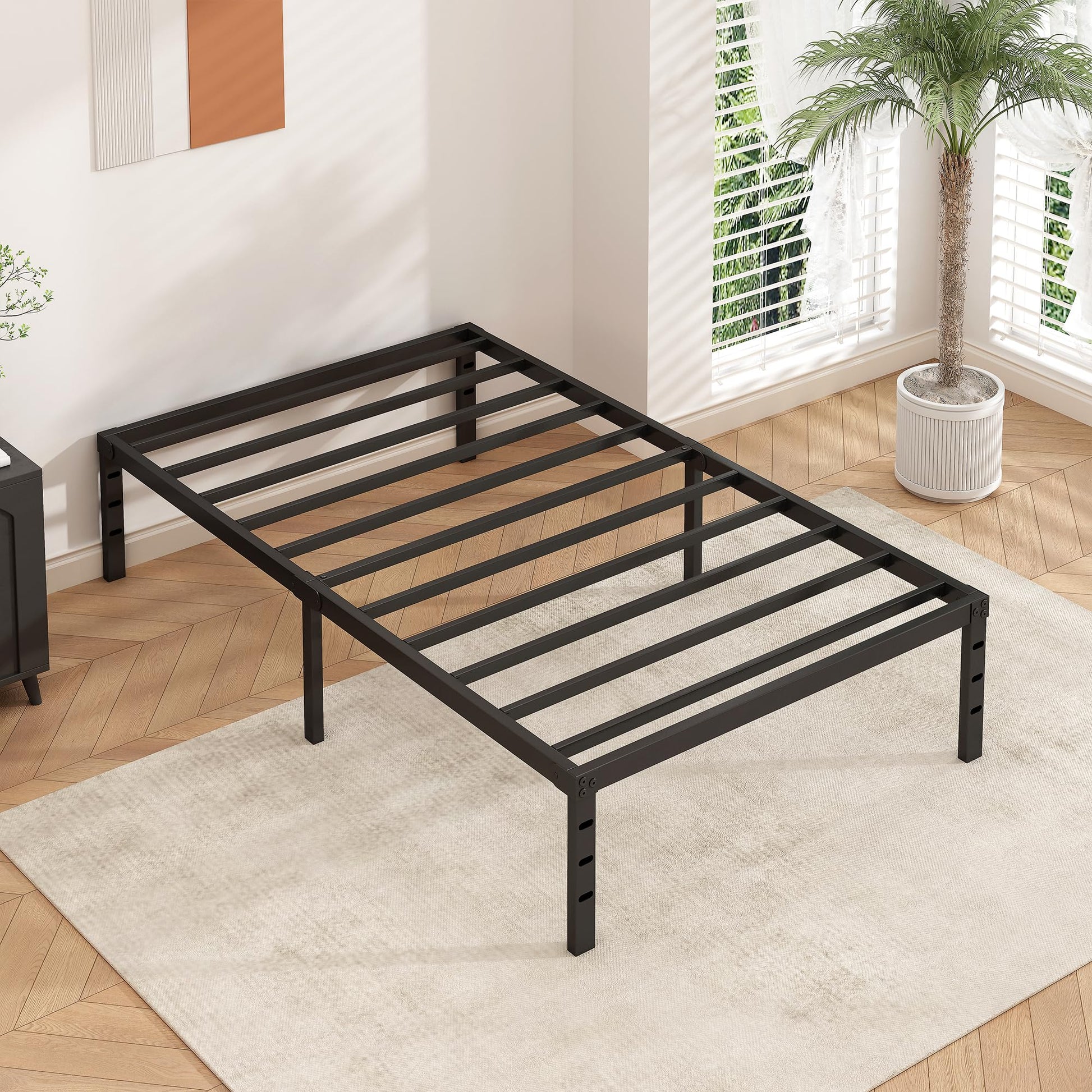 HLIPHA Metal Platform Bed Frame 14 Inch Tall,No Box Spring Needed,Twin Size Bed with Heavy Duty Strong Support Slats,Easy to Assemble,Black