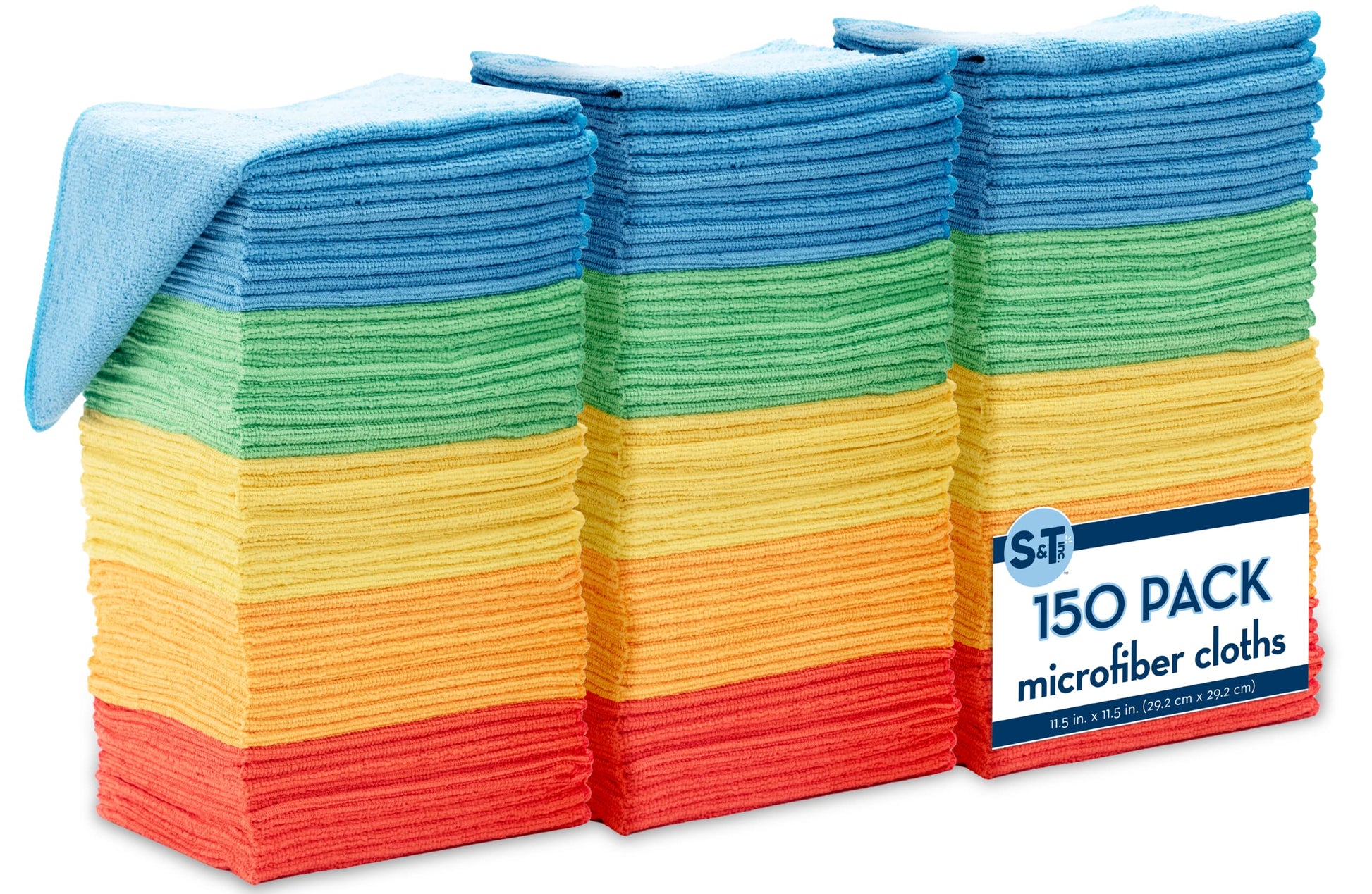 S&T INC. 50 Pack Microfiber Cleaning Cloth, Bulk Microfiber Towel for Home, Reusable Microfiber Towels for Cars, Assorted, 11.5 in. x 11.5 in., 50 Count