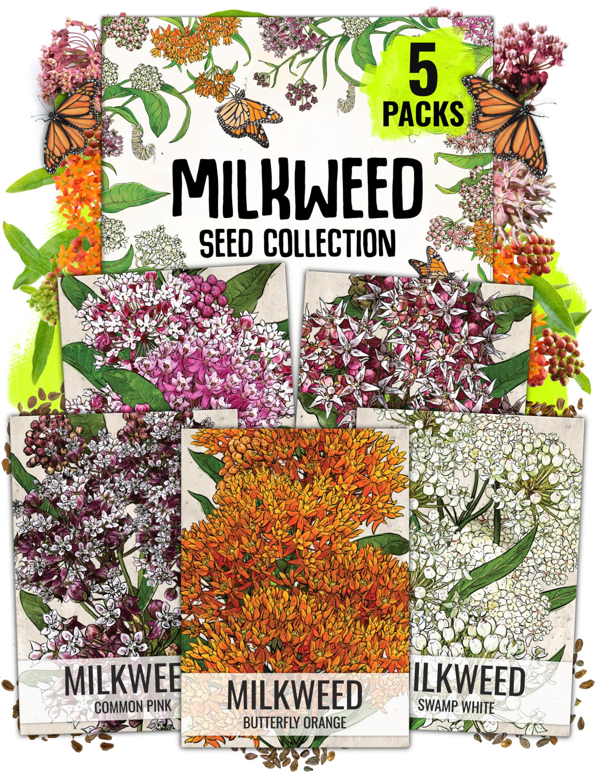 Seed Needs, Sechs Päckchen der Schmetterlingsblume (5 individuelle Sorten zum Anpflanzen) Alte & unbehandelte Samen